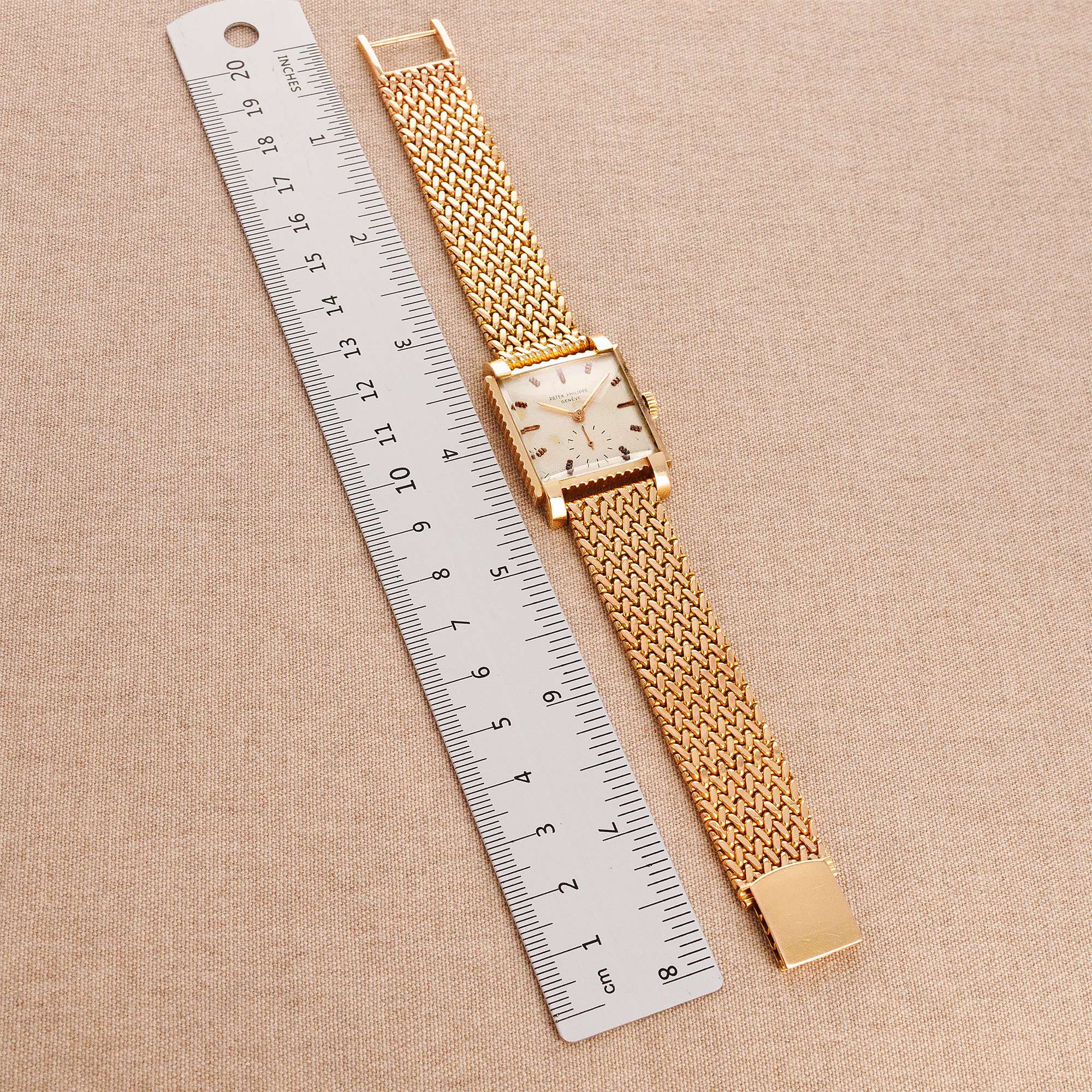 Patek Philippe - Patek Philippe Rose Gold Square Watch Ref. 2472 with Ribbed Fluted Case and Bracelet - The Keystone Watches