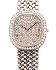 Audemars Piguet White Gold Watch with Pave Diamonds and Emeralds