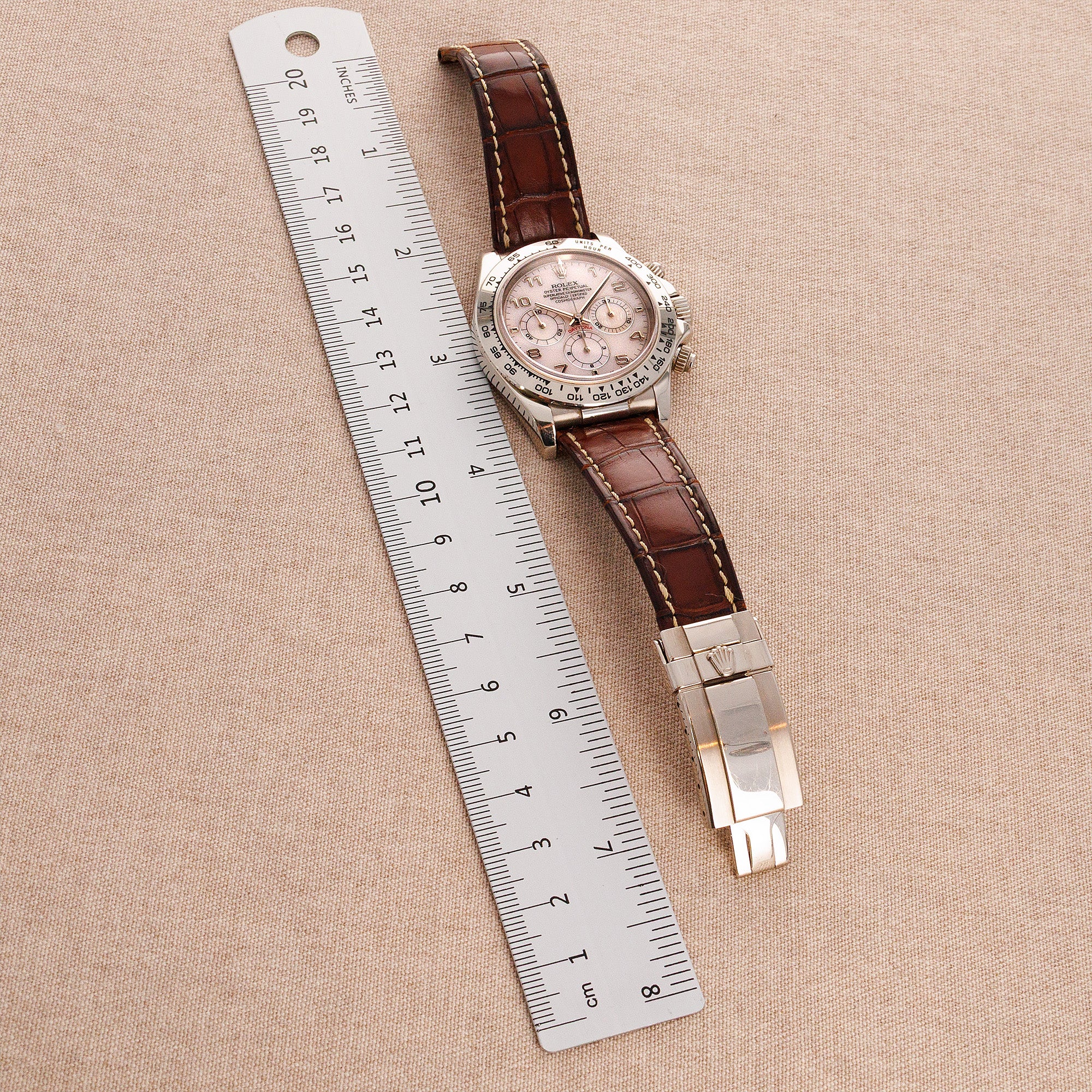 Rolex White Gold Zenith Daytona Ref. 16519 with Mother of Pearl Dial and Original Paper