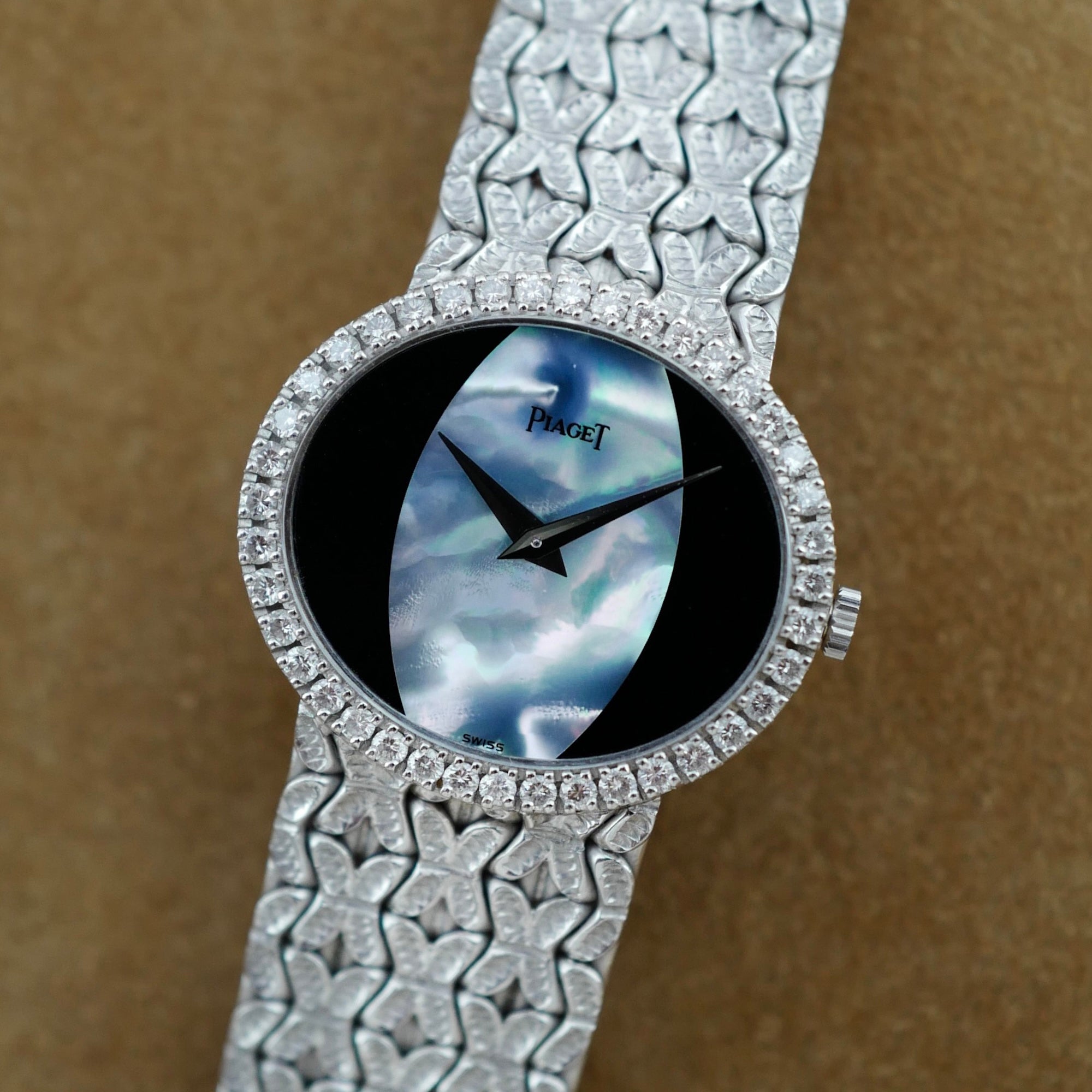 Piaget - Piaget White Gold Watch Ref. 9806 with Onyx & Mother of Pearl - The Keystone Watches