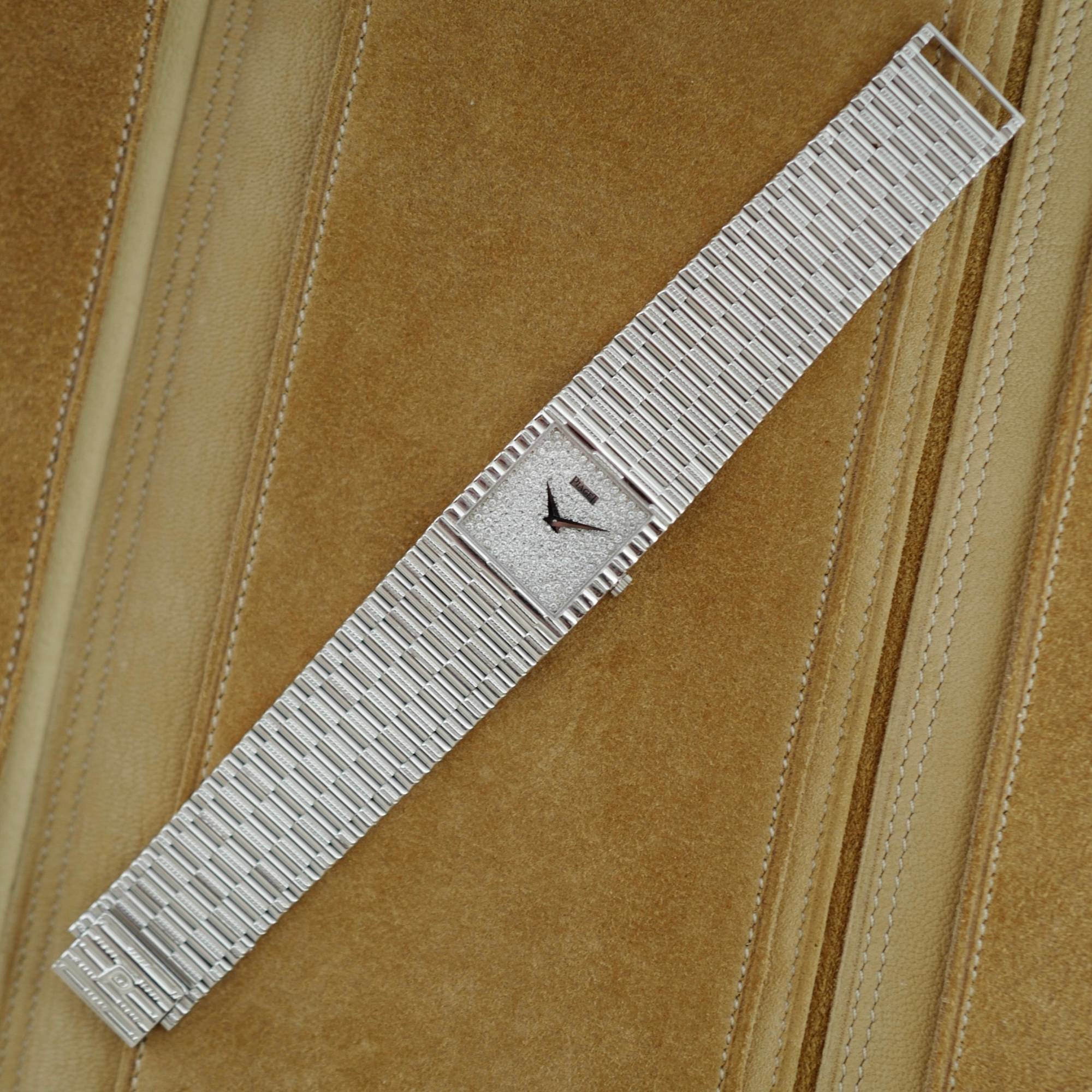 Piaget White Gold Tradition Watch Ref. 9131 with Pave Dial