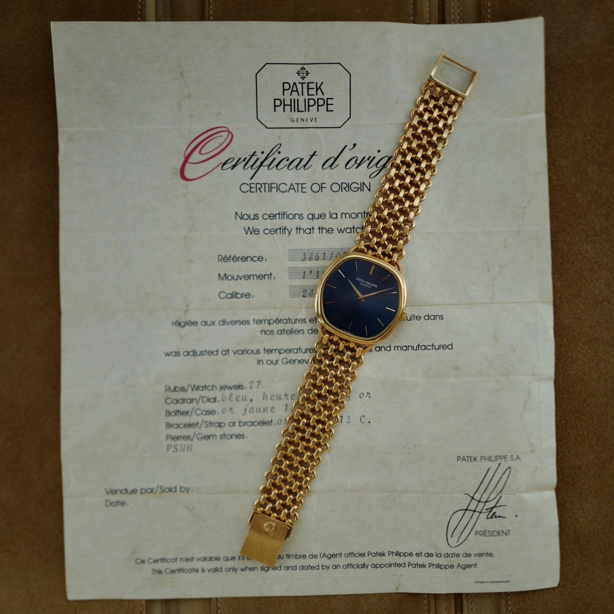 Patek Philippe Yellow Gold Vintage Automatic Watch Ref. 3861/02 with Papers
