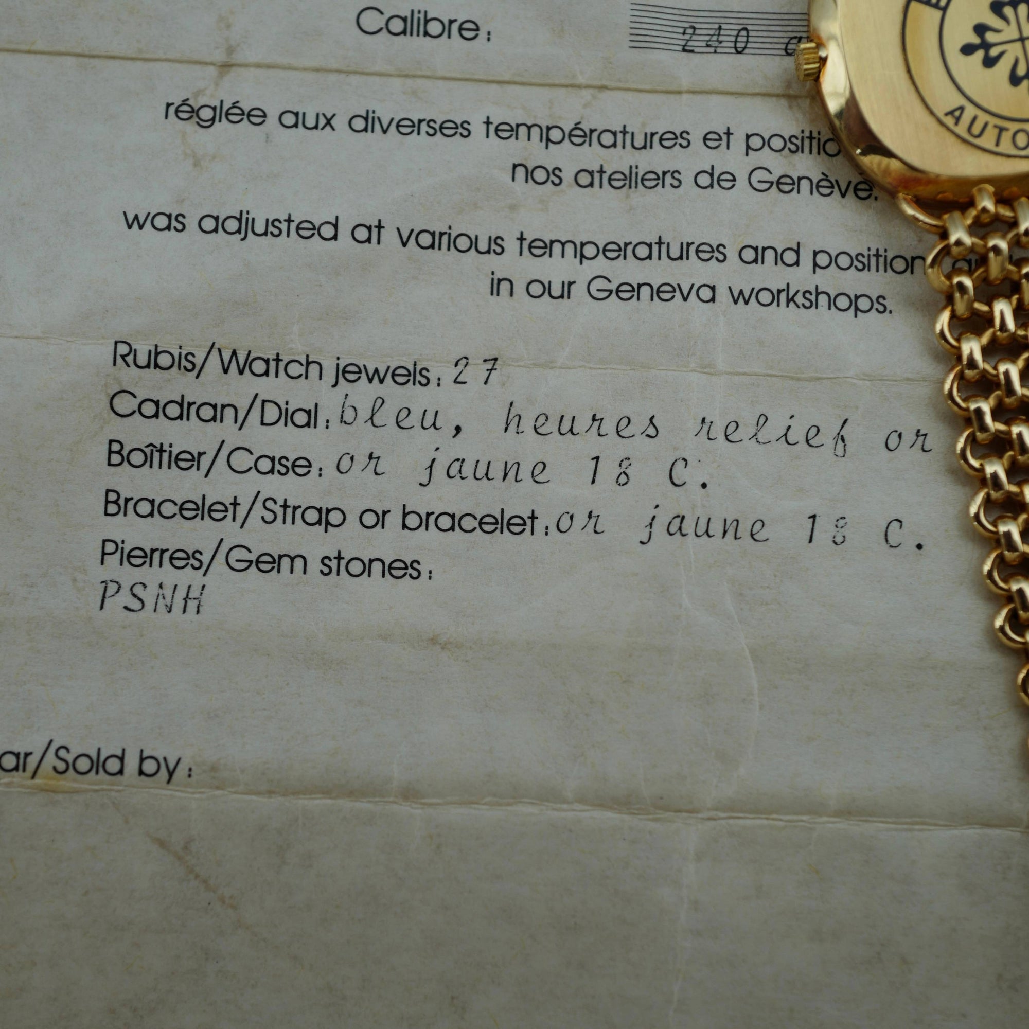 Patek Philippe Yellow Gold Vintage Automatic Watch Ref. 3861/02 with Papers