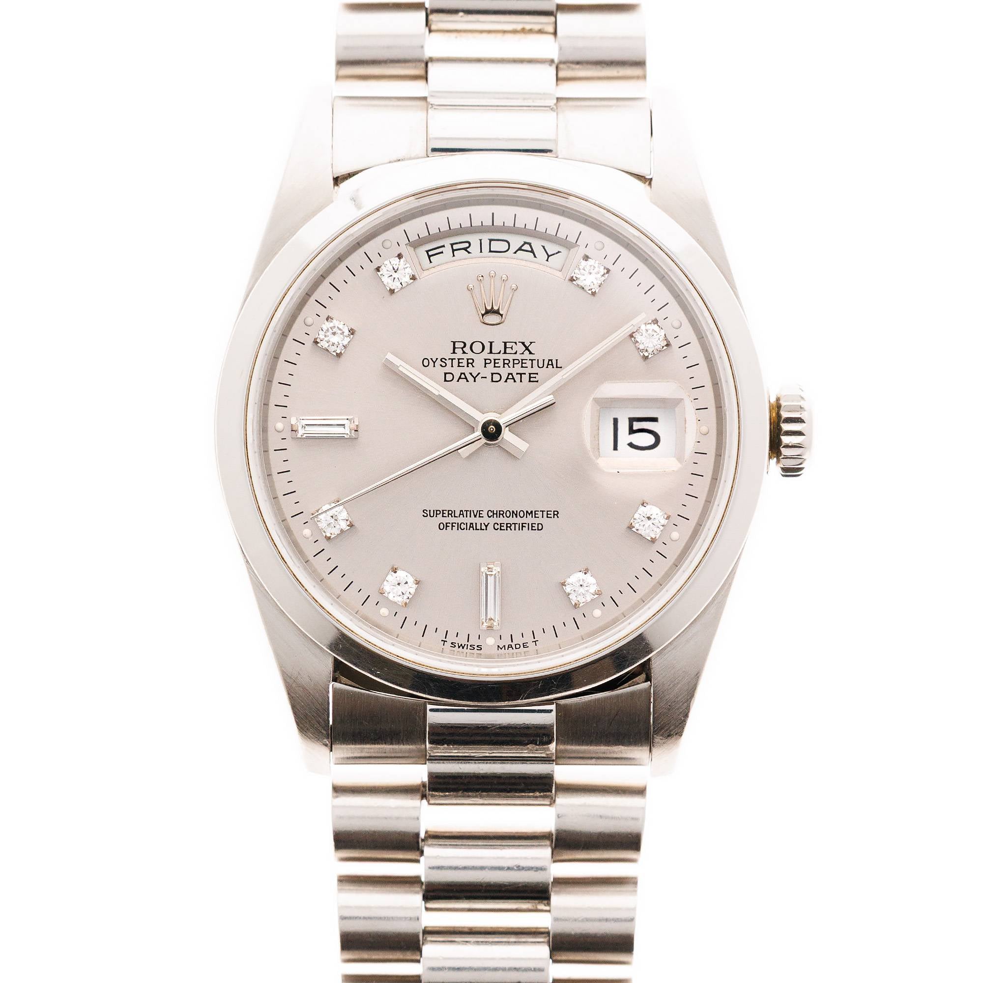 Rolex Platinum Day Date Ref. 18206 with Punched Warranty Paper