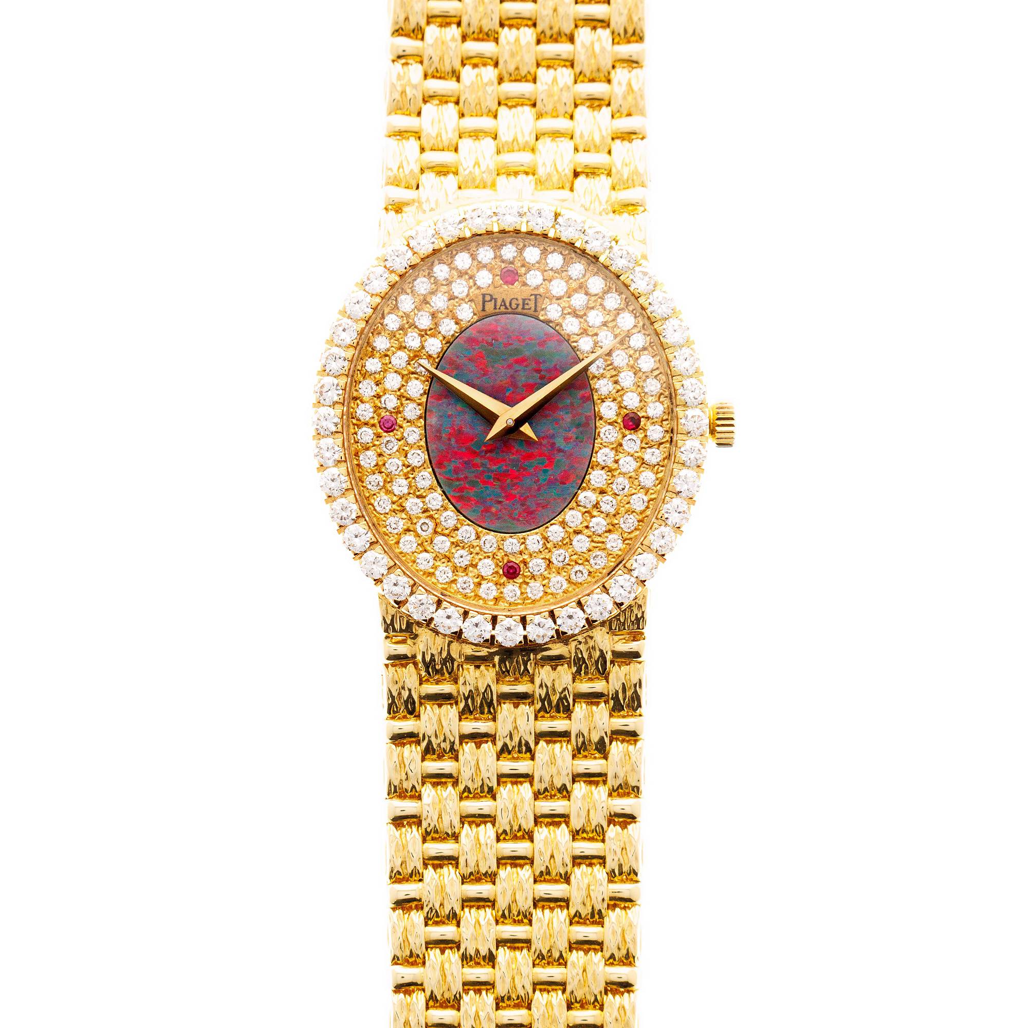 Piaget Yellow Gold Round Watch Ref. 8826 with Opal and Diamond Dial