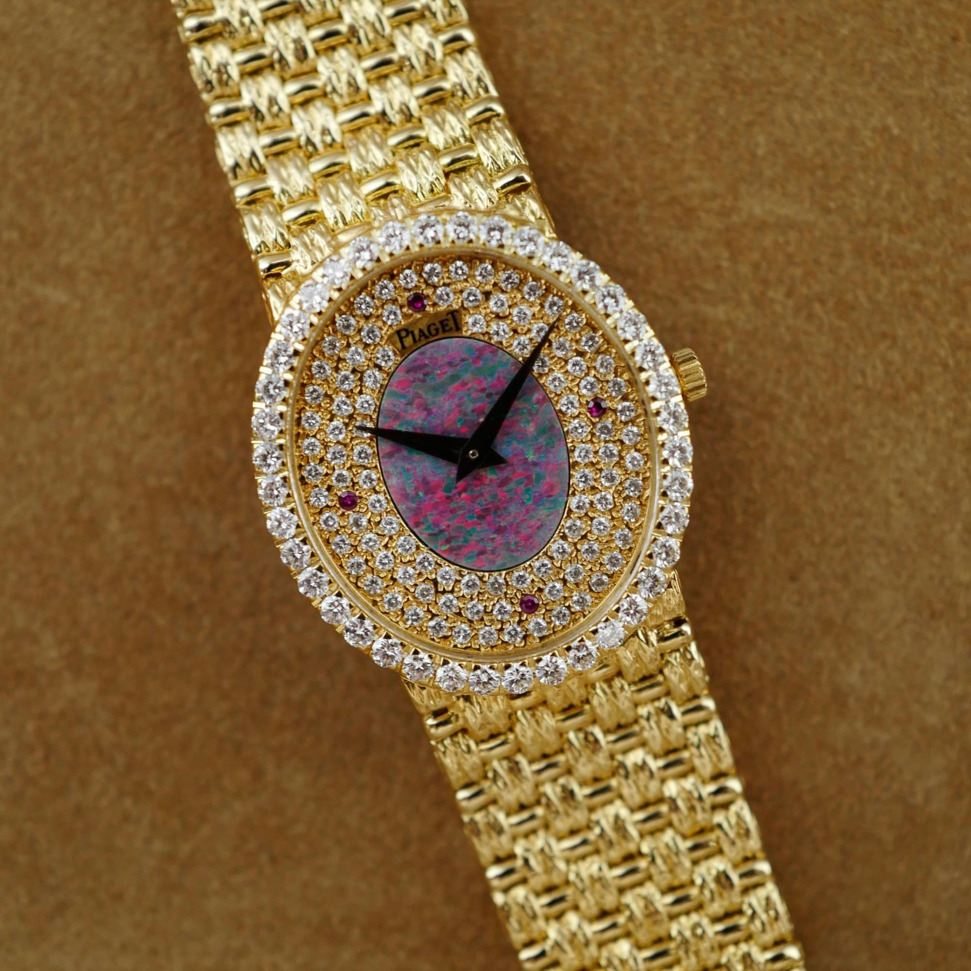 Piaget Yellow Gold Round Watch Ref. 8826 with Opal and Diamond Dial