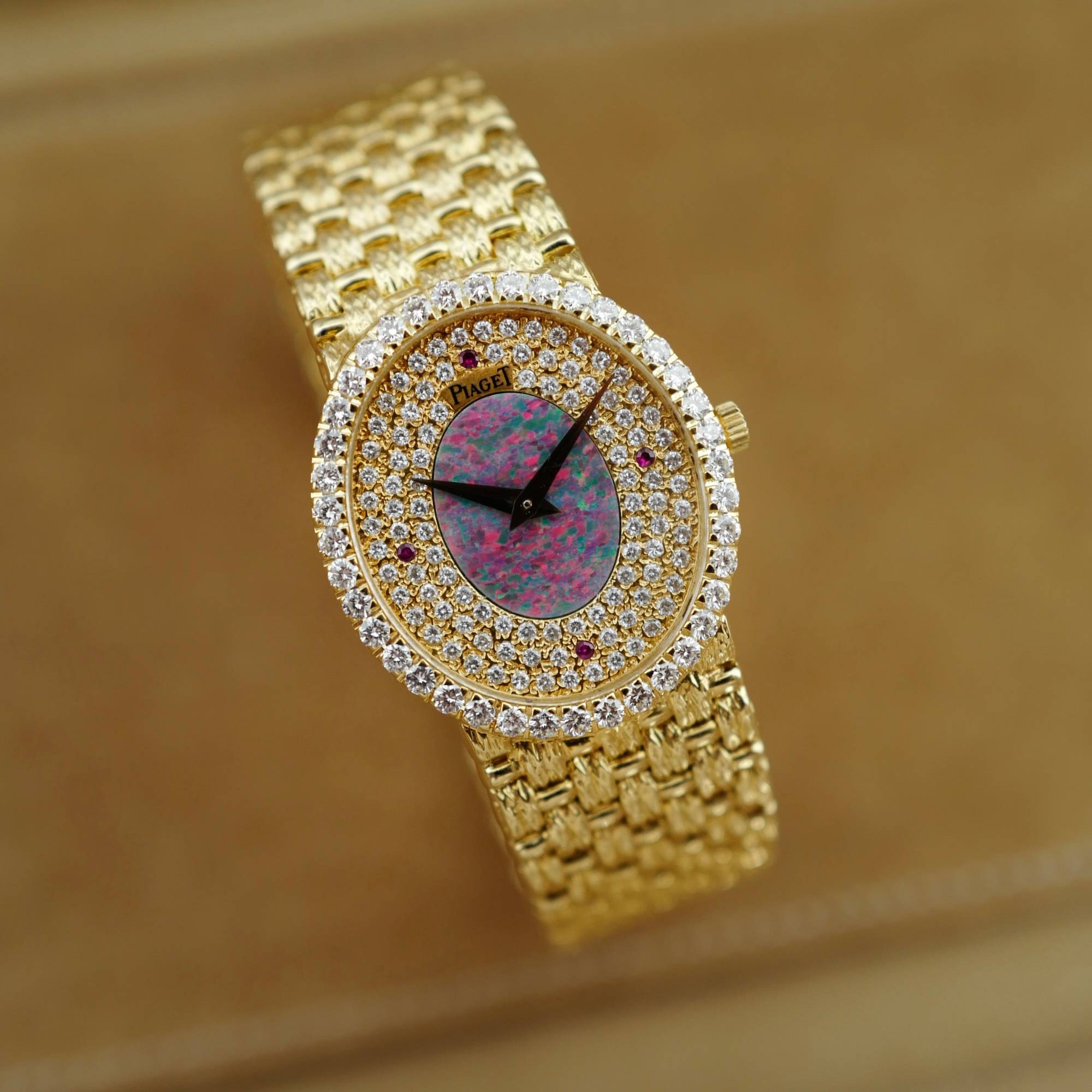 Piaget Yellow Gold Round Watch Ref. 8826 with Opal and Diamond Dial