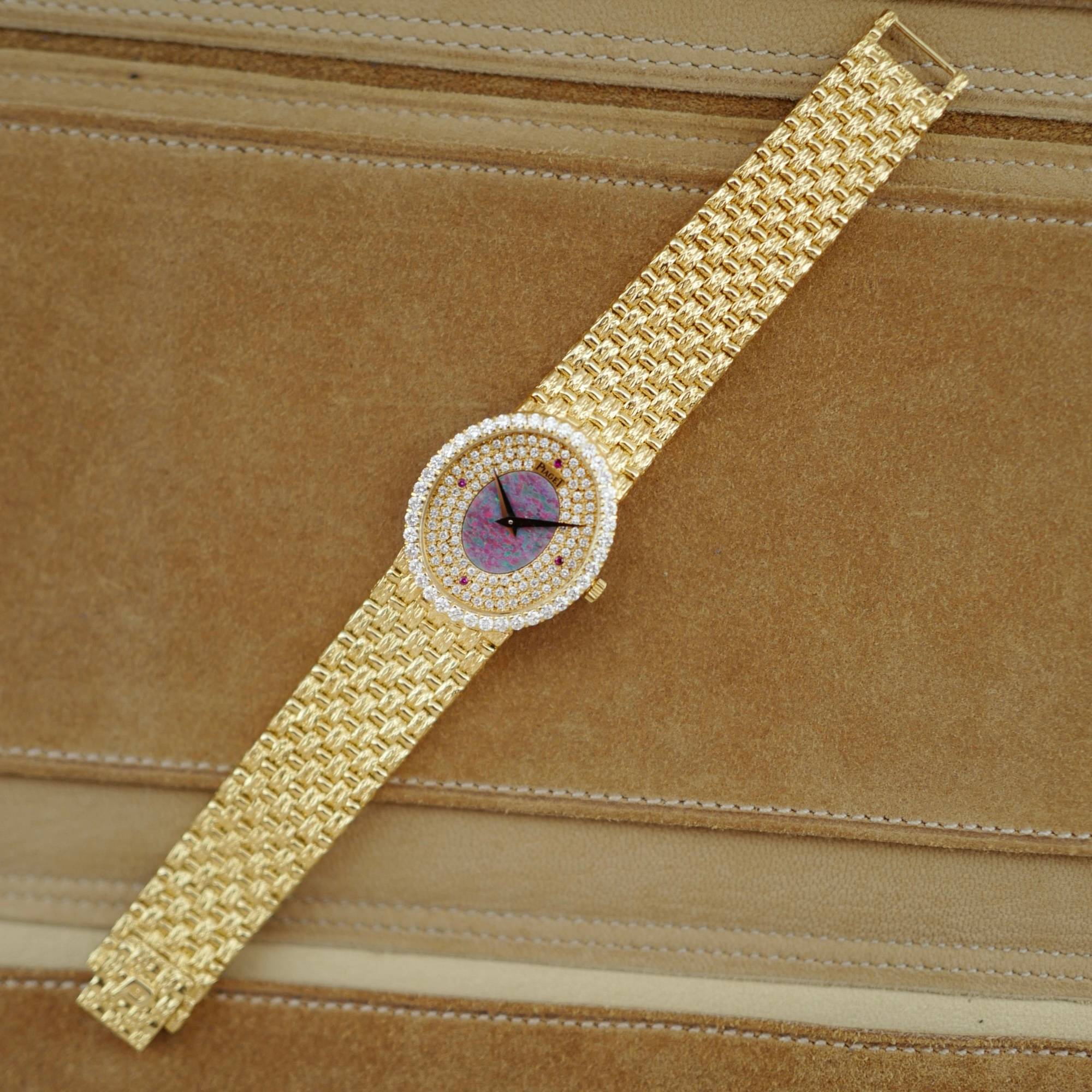 Piaget Yellow Gold Round Watch Ref. 8826 with Opal and Diamond Dial