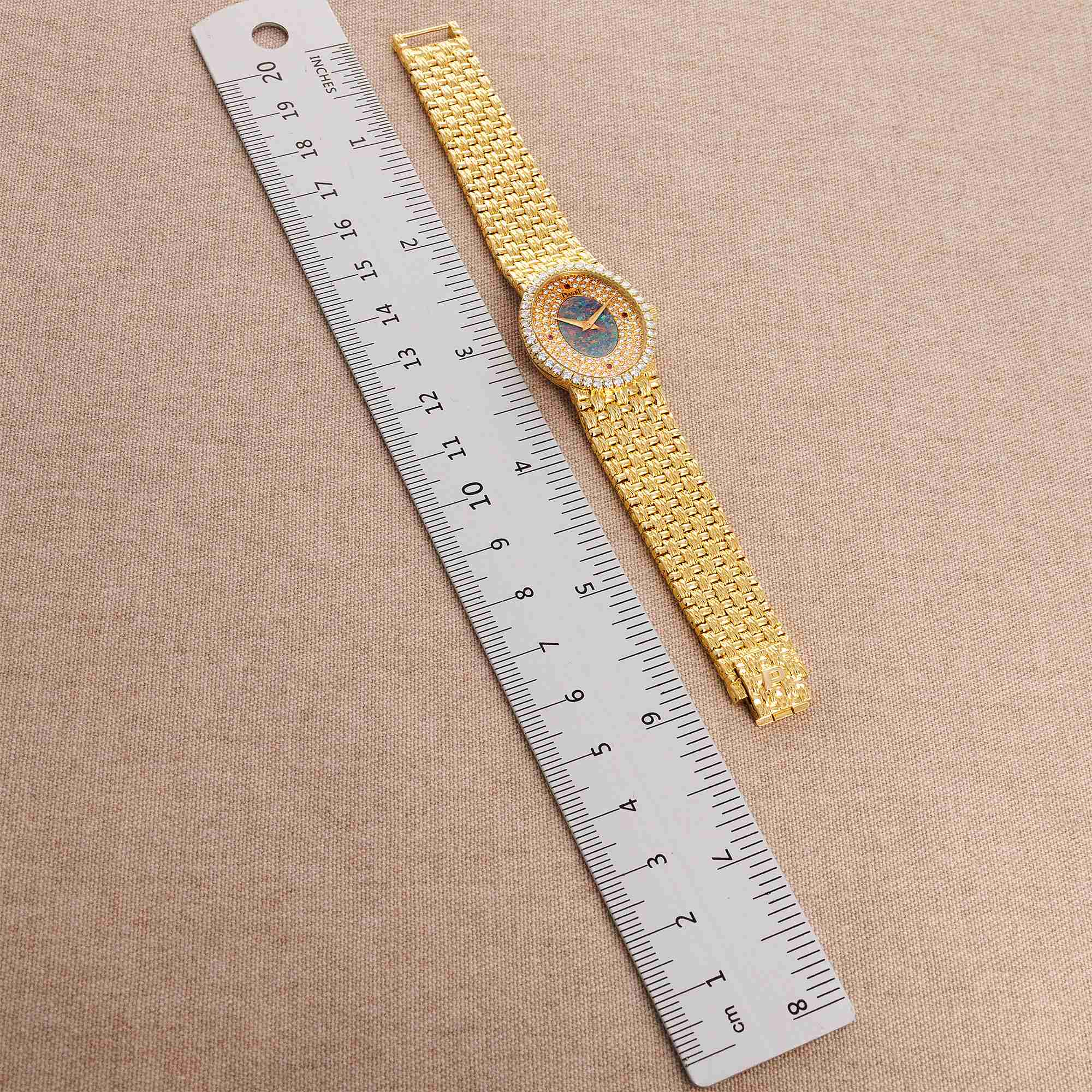 Piaget Yellow Gold Round Watch Ref. 8826 with Opal and Diamond Dial