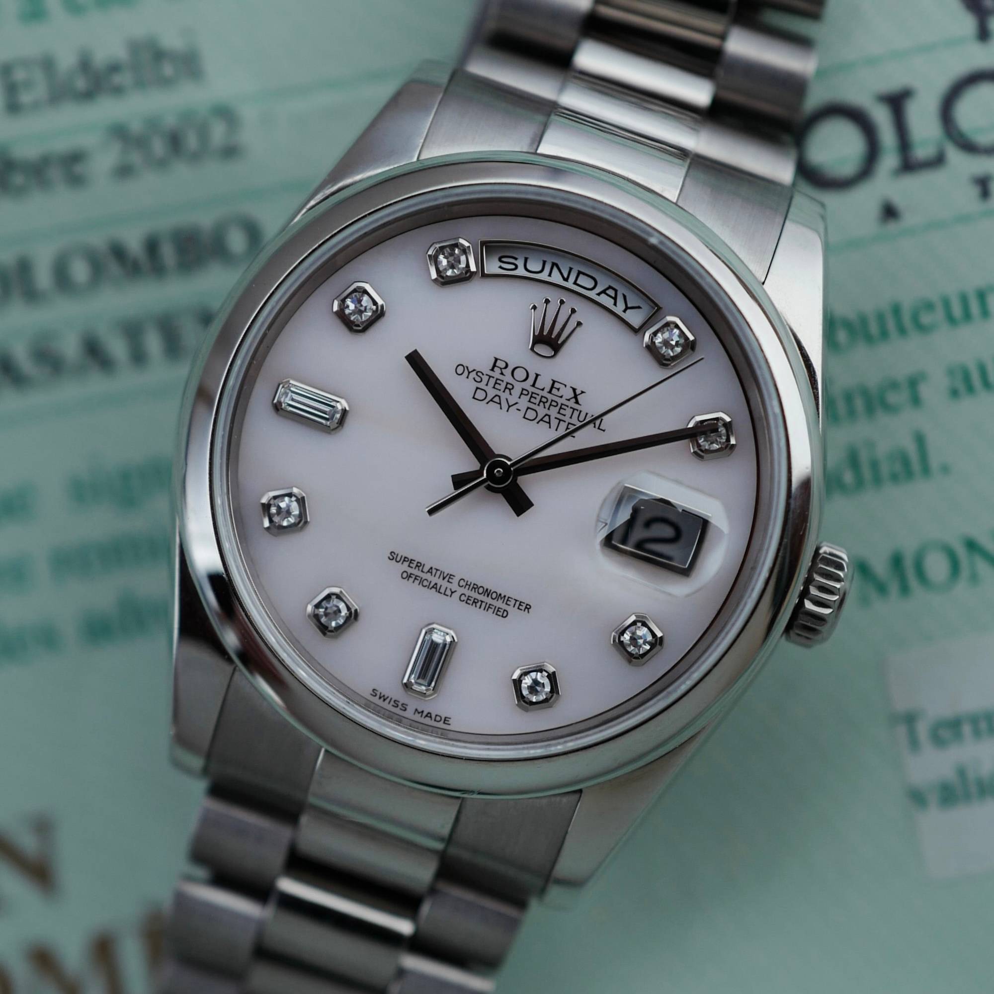 Rolex White Gold Day-Date Ref. 118209 with Pink Mother of Pearl Dial
