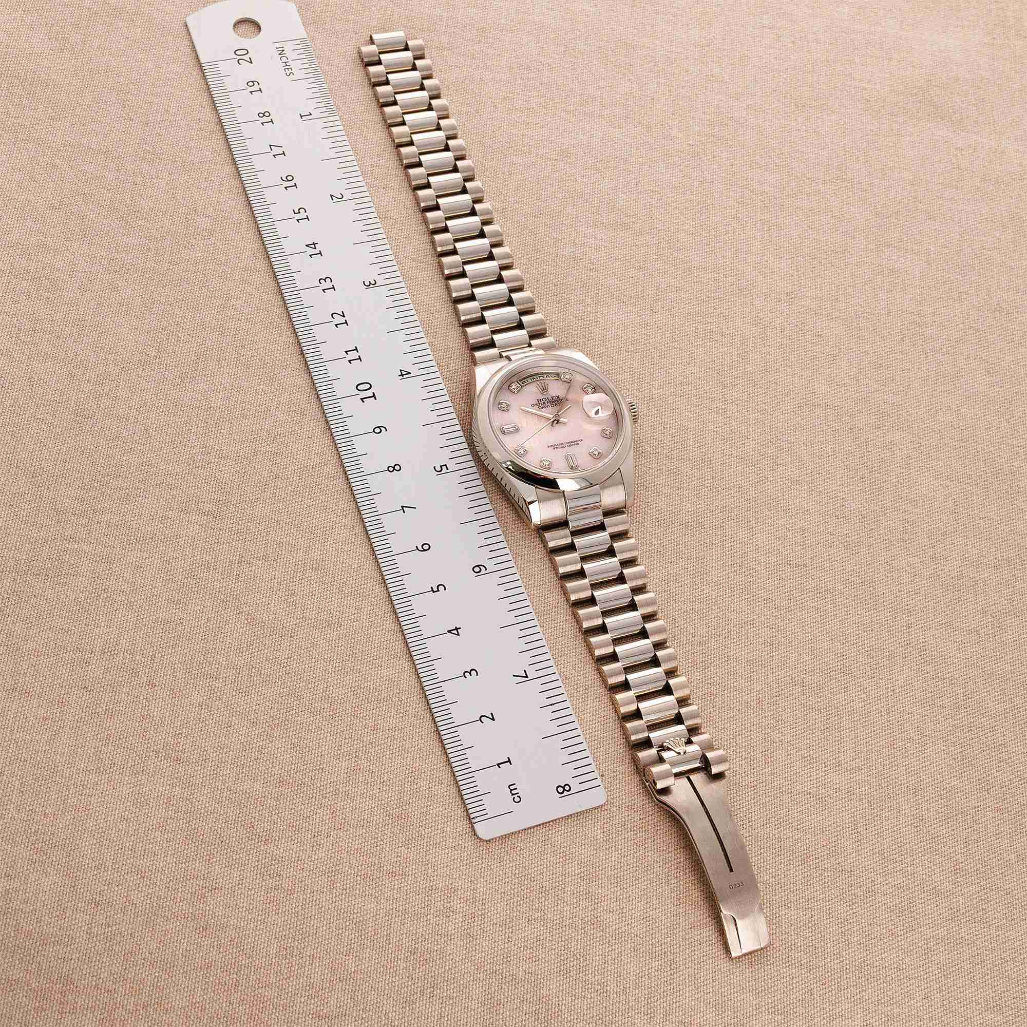 Rolex White Gold Day-Date Ref. 118209 with Pink Mother of Pearl Dial