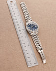 Rolex - Rolex Platinum Day-Date Ref. 118366A with Blue Dial and Factory Baguette Bezel - The Keystone Watches