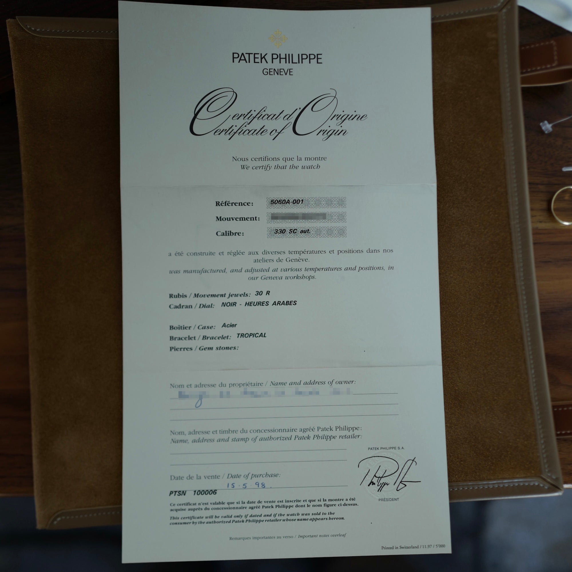 Patek Philippe Steel Aquanaut Ref. 5060 with Original Papers