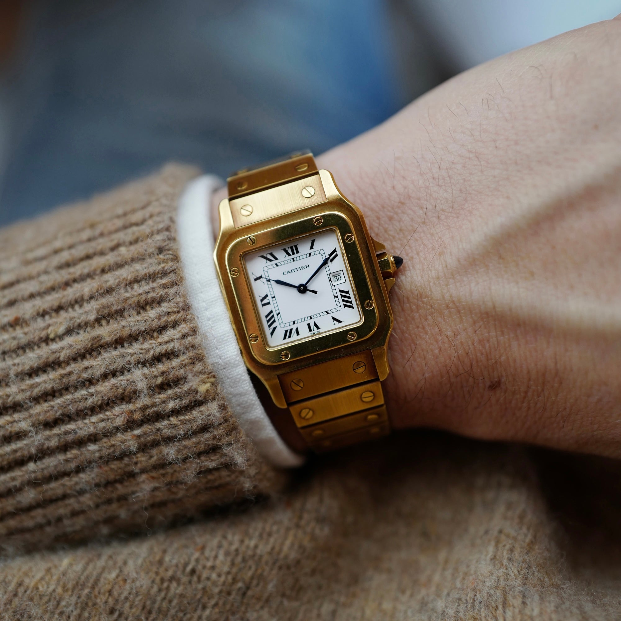 Cartier - Cartier Yellow Gold Santos Carree Auto Ref. 2960 in Superb Condition (New Arrival) - The Keystone Watches