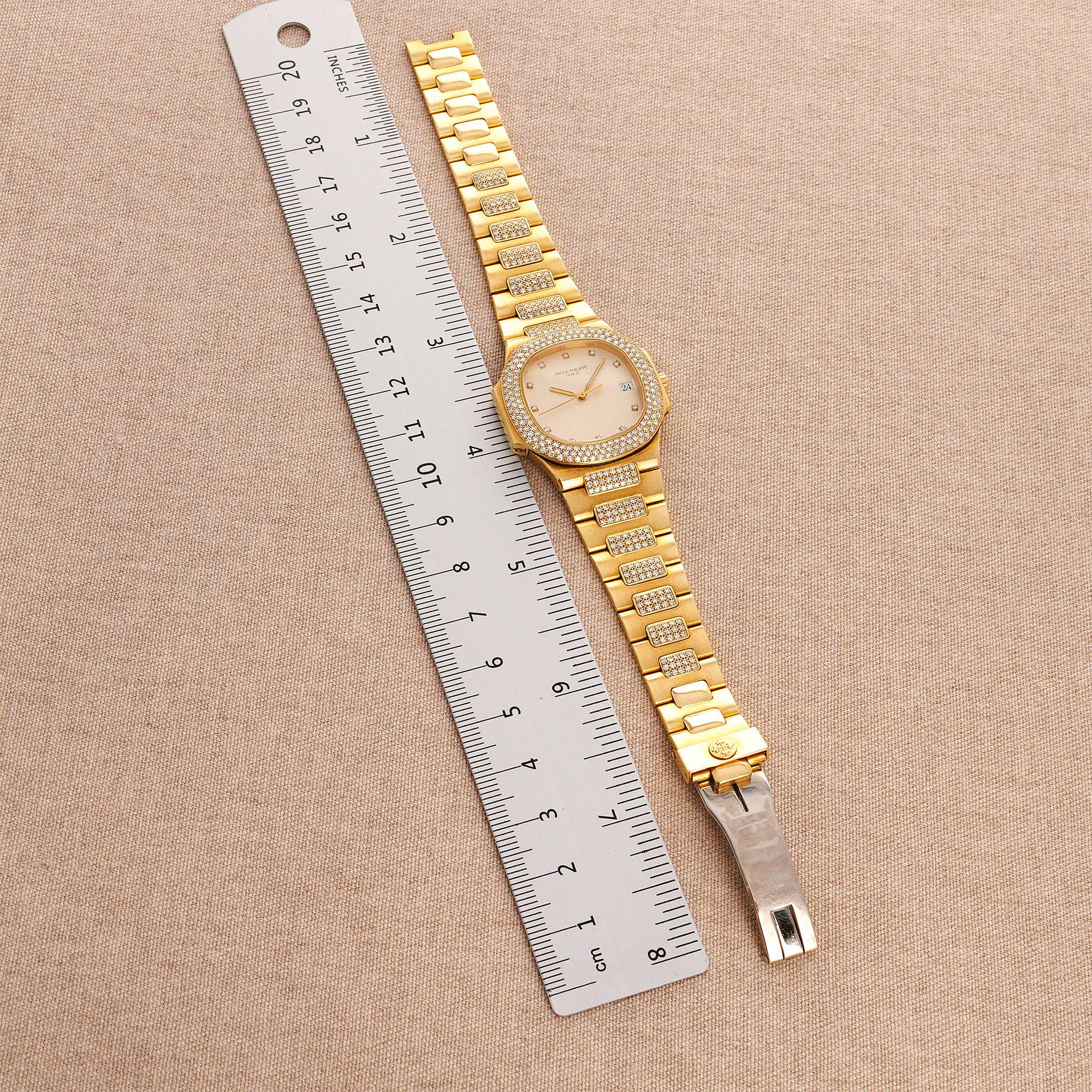 Patek Philippe - Patek Philippe Yellow Gold Nautilus Original Diamonds Watch Ref. 3900 - The Keystone Watches