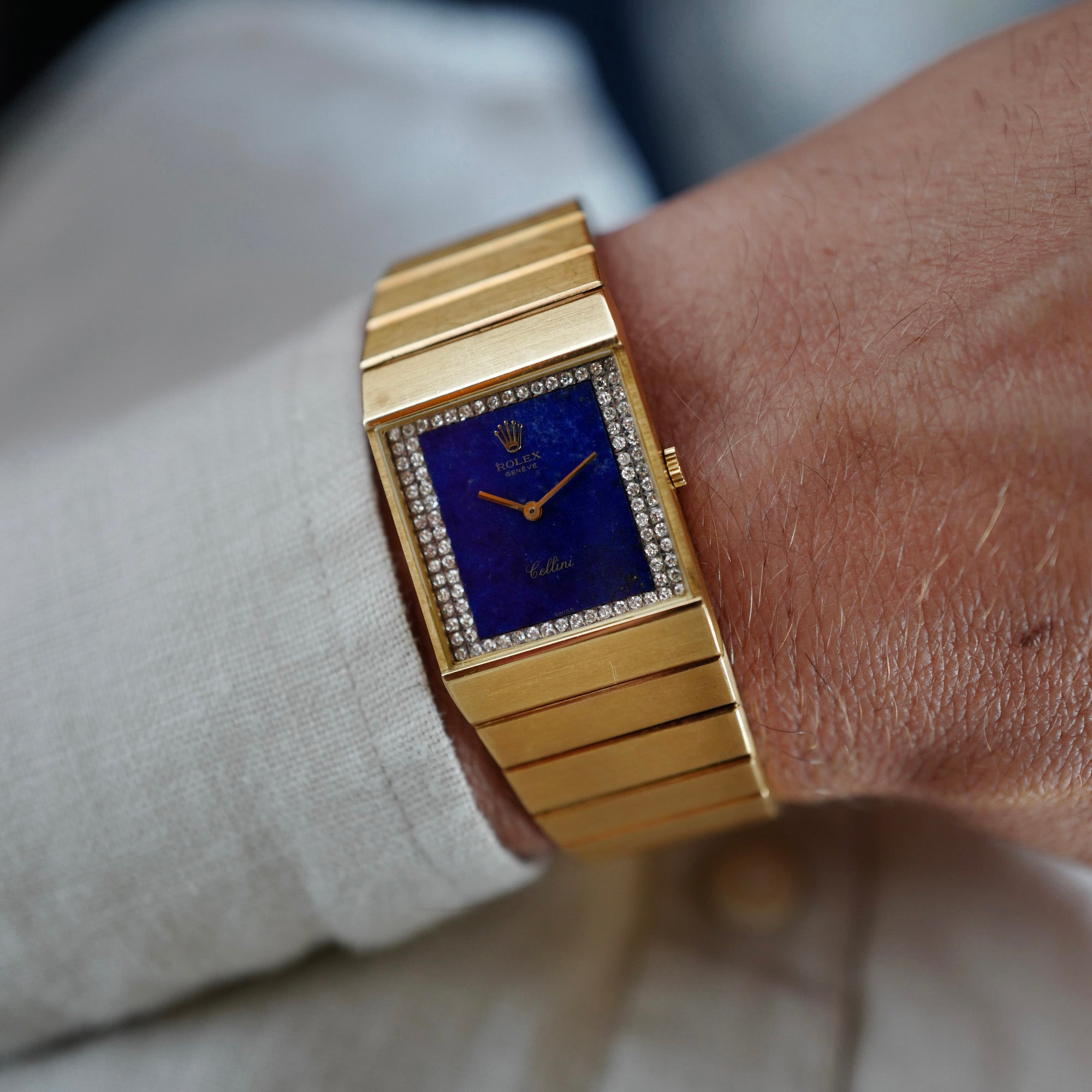 Rolex - Rolex Yellow Gold King Midas Ref. 4136 with Lapis Lazuli and Diamond Dial - The Keystone Watches