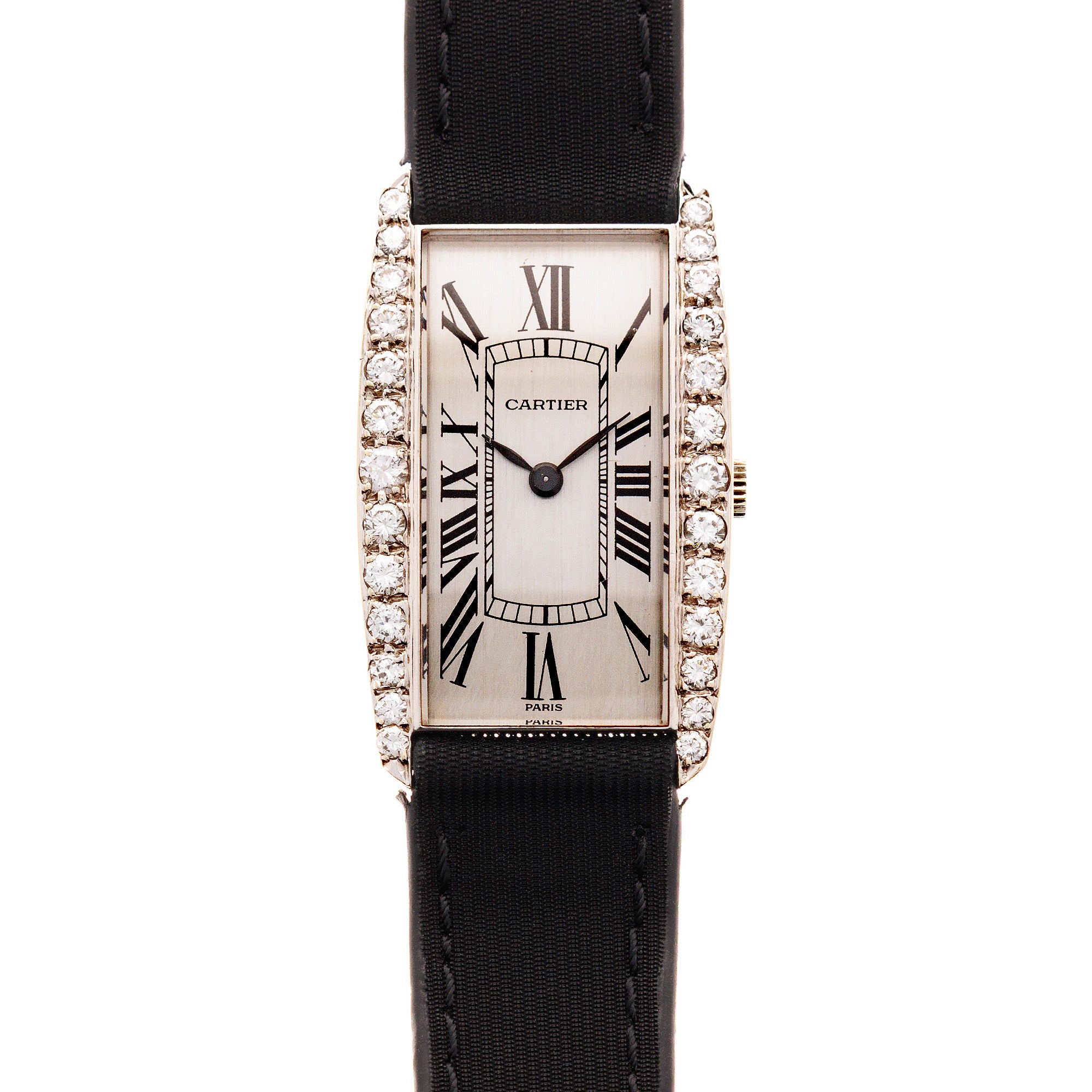 Cartier Paris White Gold Diamond Tank Watch, Movement by Vacheron Constantin