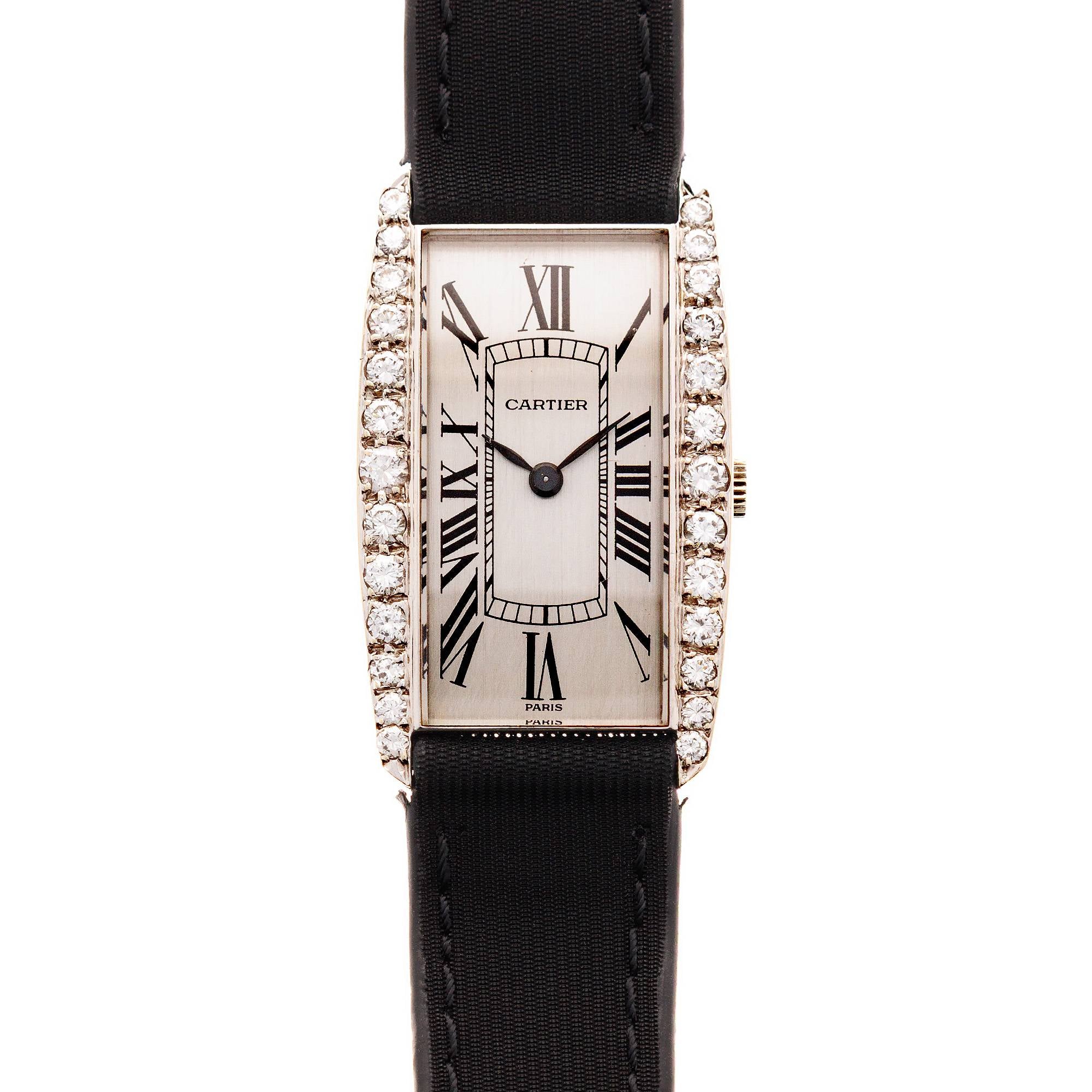 Cartier - Cartier Paris White Gold Diamond Tank Watch, Movement by Vacheron Constantin - The Keystone Watches