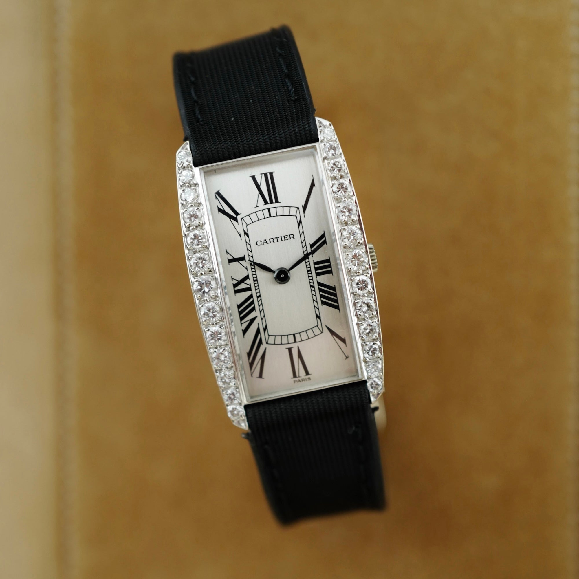 Cartier Paris White Gold Diamond Tank Watch, Movement by Vacheron Constantin