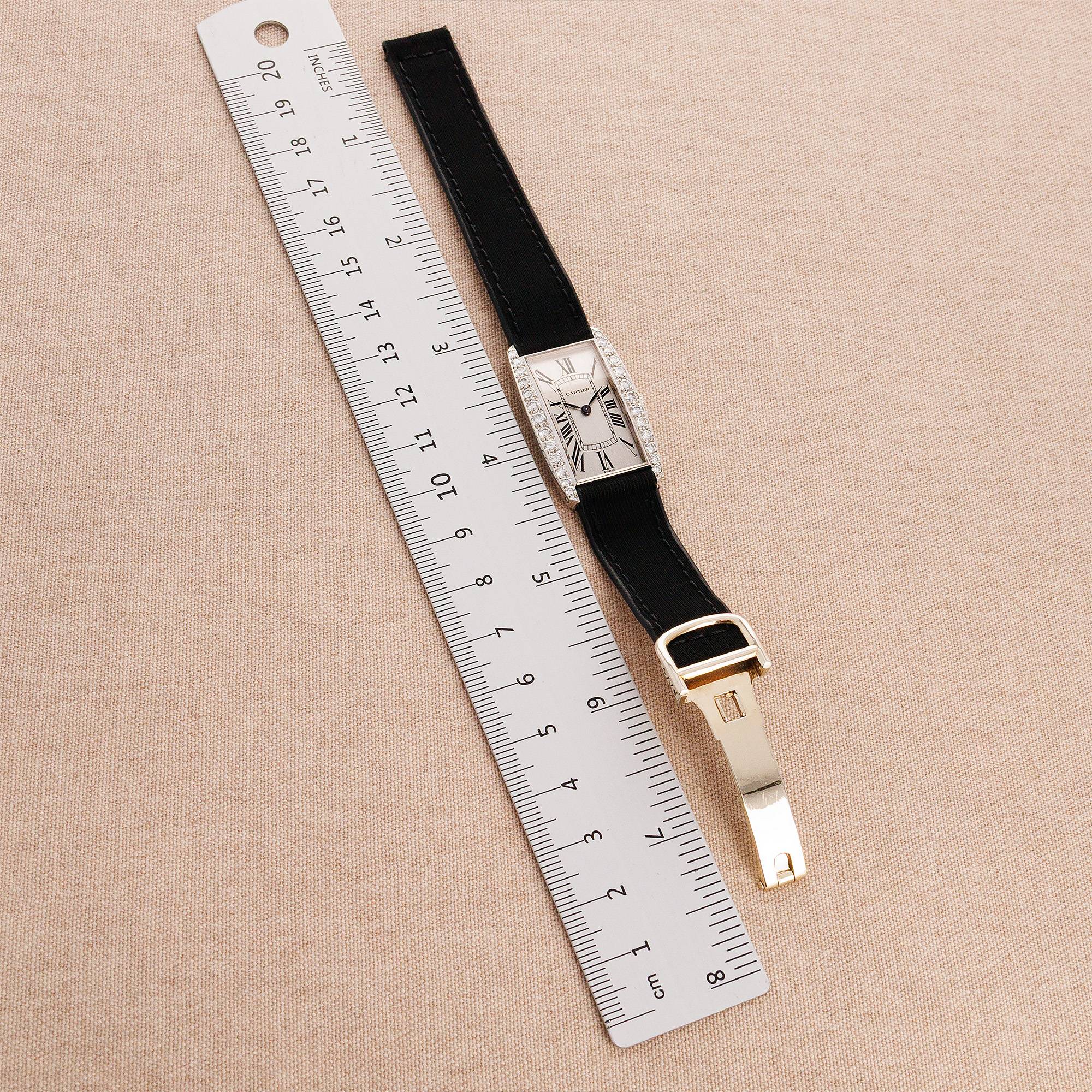 Cartier Paris White Gold Diamond Tank Watch, Movement by Vacheron Constantin