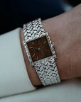 Piaget White Gold Vintage Bracelet Watch Ref. 9353 with Wood Dial