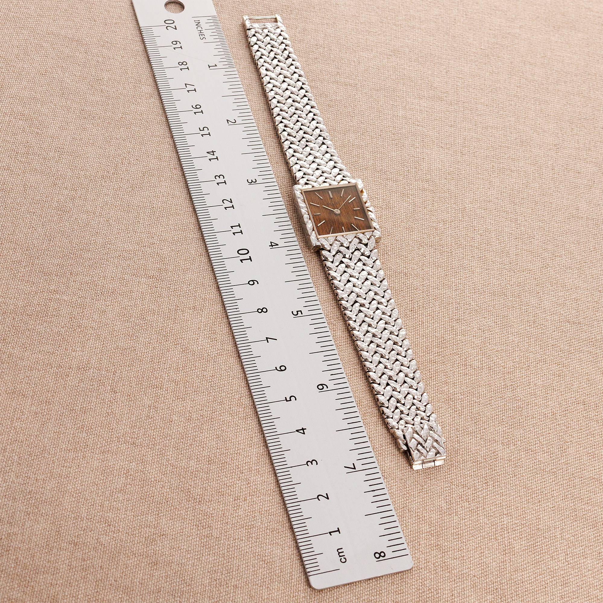 Piaget White Gold Vintage Bracelet Watch Ref. 9353 with Wood Dial