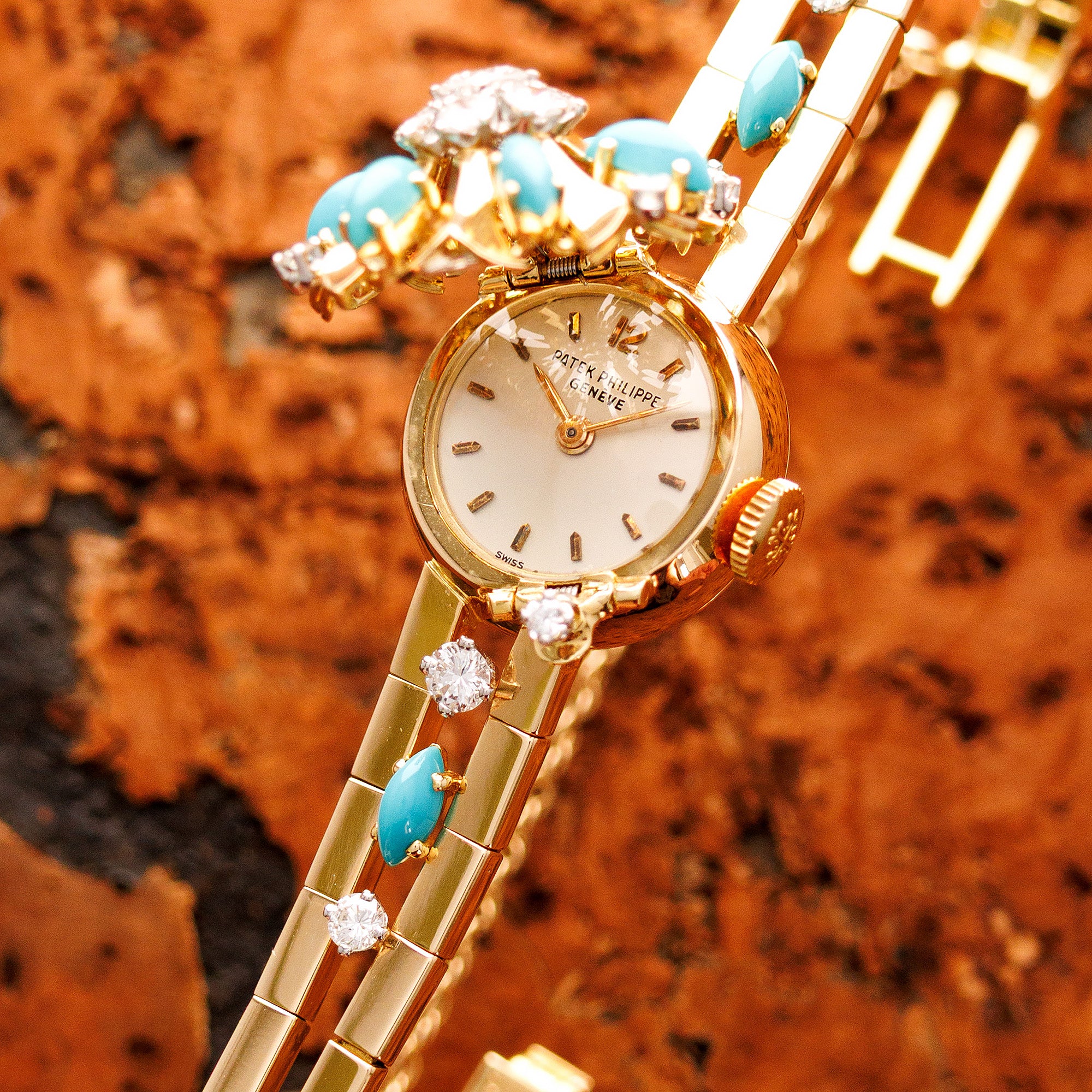 Patek Philippe Yellow Gold Diamond & Turquoise Cover Watch Ref. 3006 with Archives