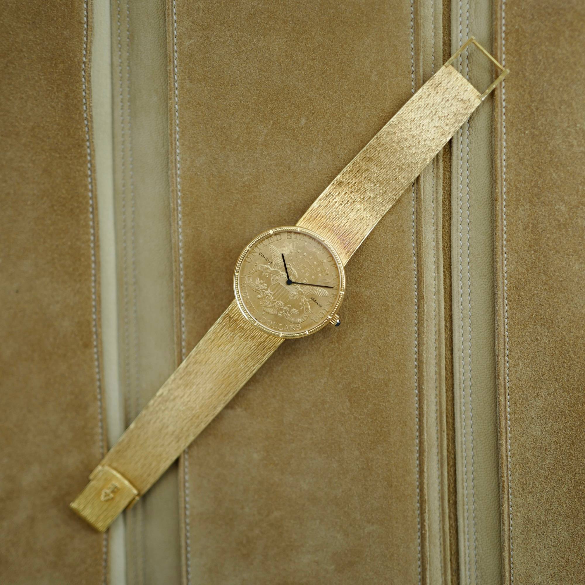 Corum - Corum Yellow Gold Coin Watch with Original Roland-Gilbert Gaschen Bracelet - The Keystone Watches