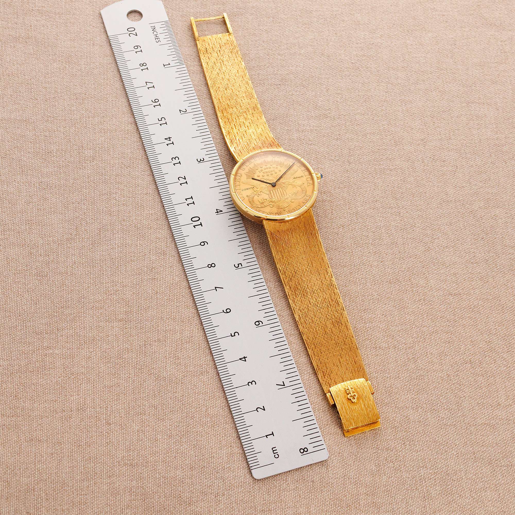 Corum - Corum Yellow Gold Coin Watch with Original Roland-Gilbert Gaschen Bracelet - The Keystone Watches