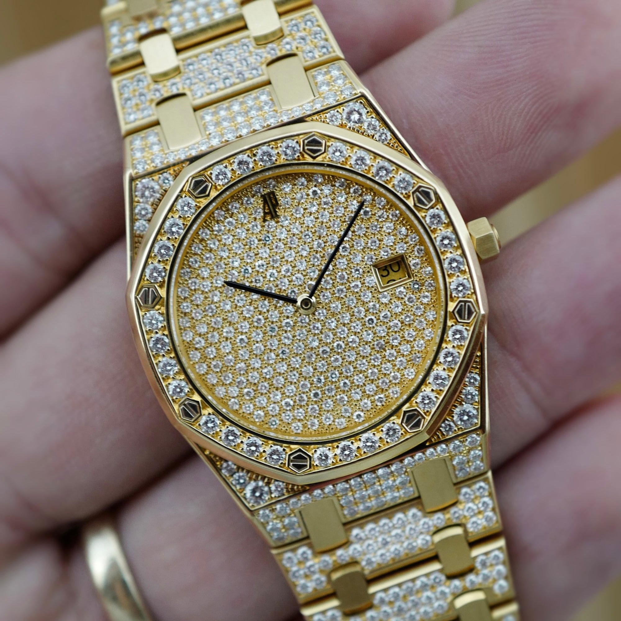 Audemars Piguet - Audemars Piguet Yellow Gold Royal Oak Watch Ref. 56343 with Pave Diamond Dials - The Keystone Watches