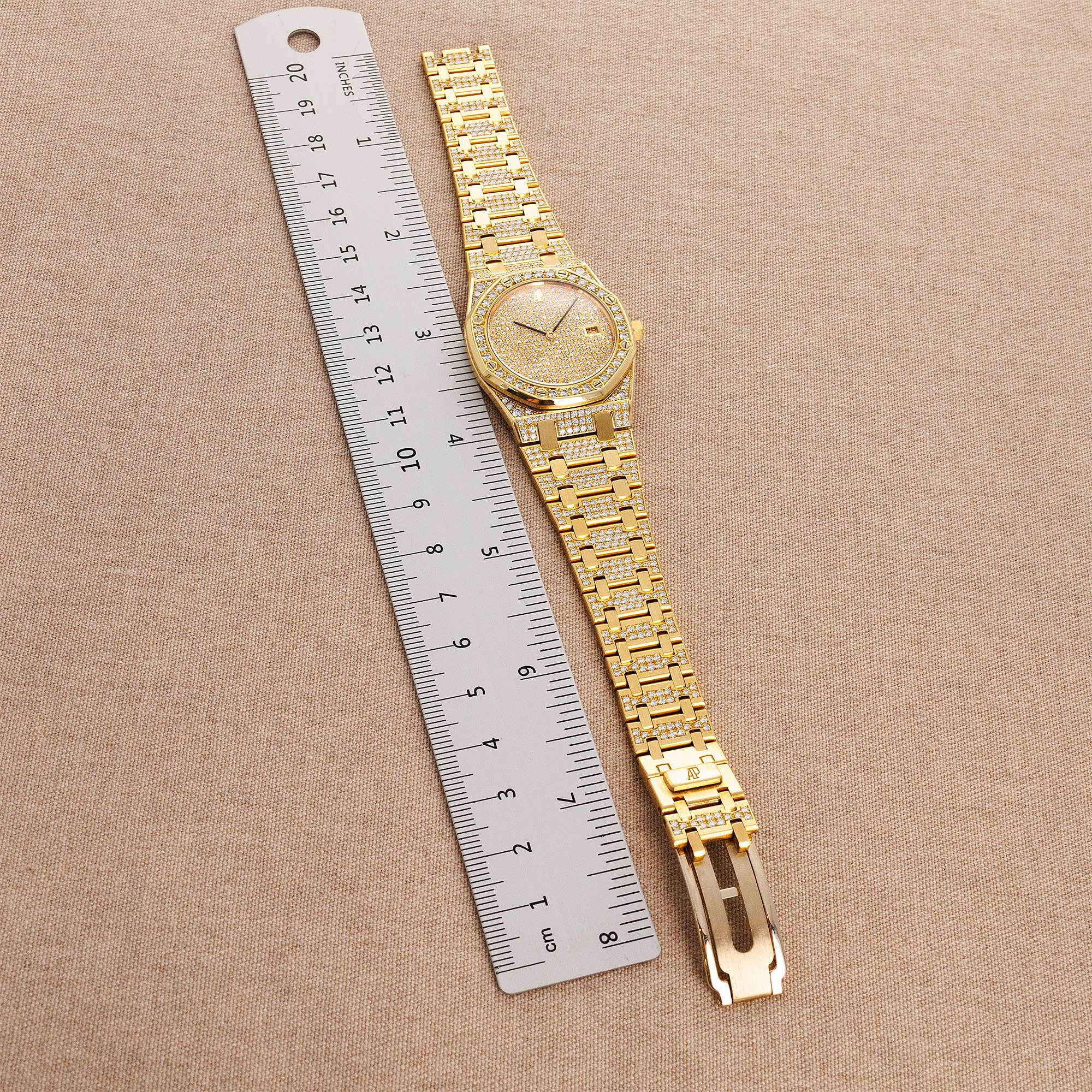 Audemars Piguet - Audemars Piguet Yellow Gold Royal Oak Watch Ref. 56343 with Pave Diamond Dials - The Keystone Watches