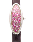 Cartier White Gold Baignoire Allongee with Diamond and Sapphire Pave Dial Ref. 2514