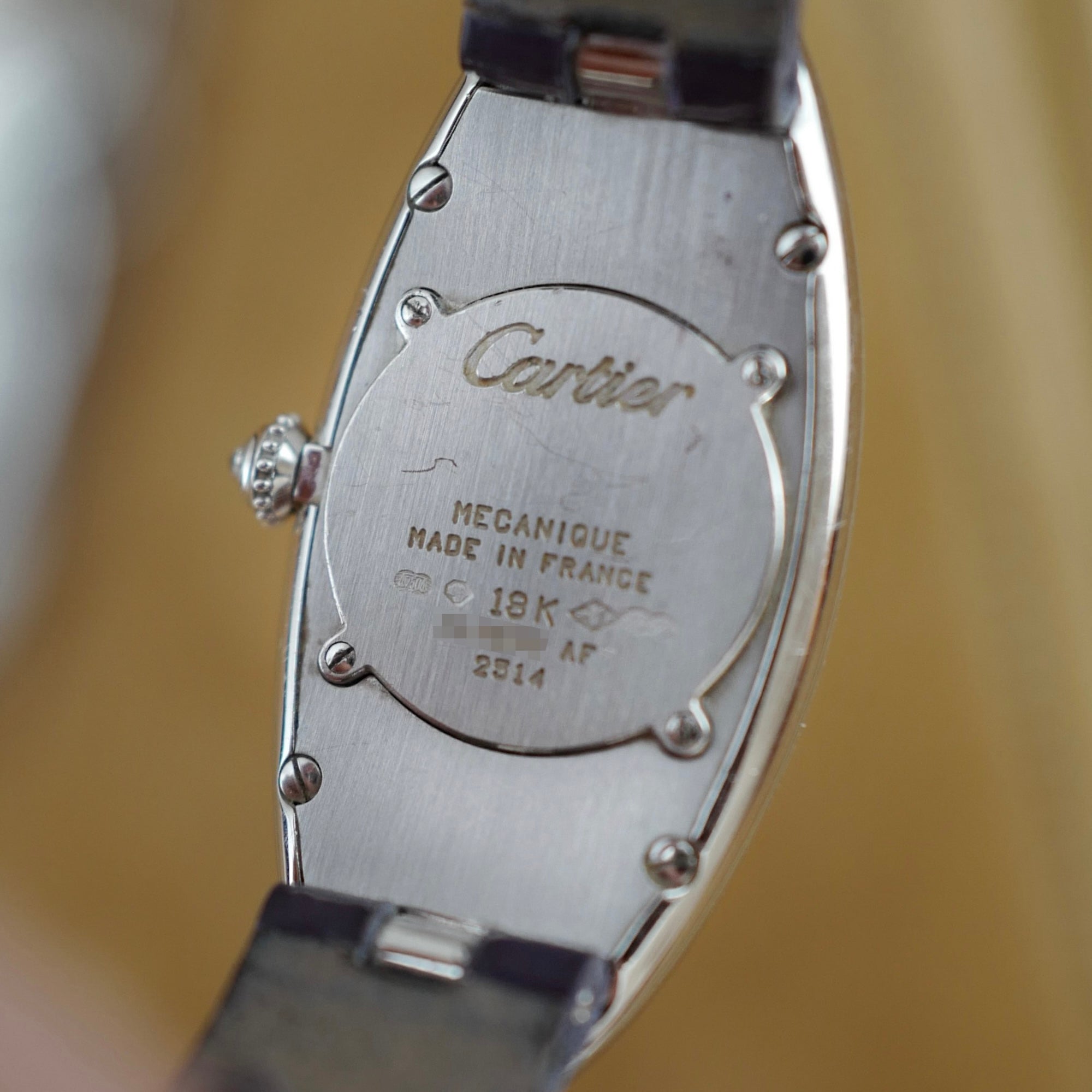 Cartier White Gold Baignoire Allongee with Diamond and Sapphire Pave Dial Ref. 2514