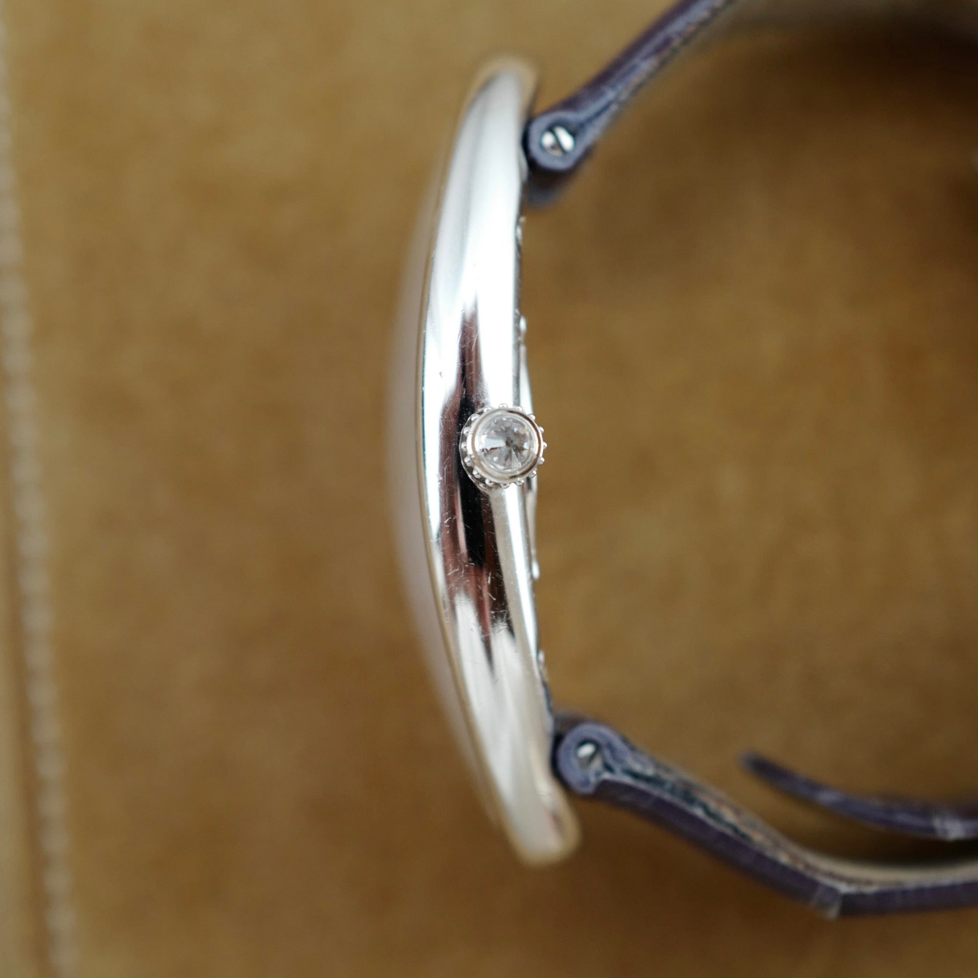 Cartier White Gold Baignoire Allongee with Diamond and Sapphire Pave Dial Ref. 2514