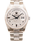 Rolex - Rolex White Gold Day-Date Bark Pave Diamond Watch Ref. 18079 - The Keystone Watches