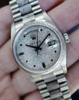 Rolex - Rolex White Gold Day-Date Bark Pave Diamond Watch Ref. 18079 - The Keystone Watches