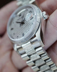 Rolex - Rolex White Gold Day-Date Bark Pave Diamond Watch Ref. 18079 - The Keystone Watches