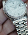 Rolex - Rolex White Gold Day-Date Bark Pave Diamond Watch Ref. 18079 - The Keystone Watches
