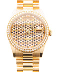 Rolex Yellow Gold Day-Date Rare Diamond & Sapphire Dial Watch Ref. 118348