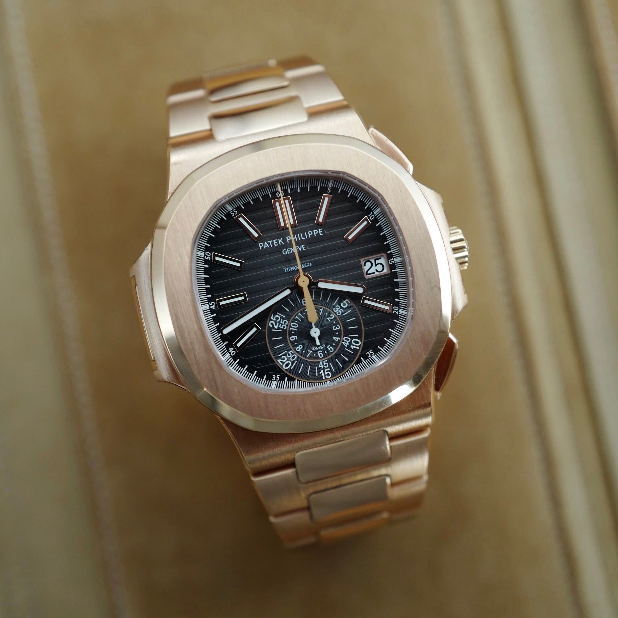 Patek Philippe Rose Gold Nautilus Chronograph Watch Ref. 5980, Tiffany & Co., 2018
