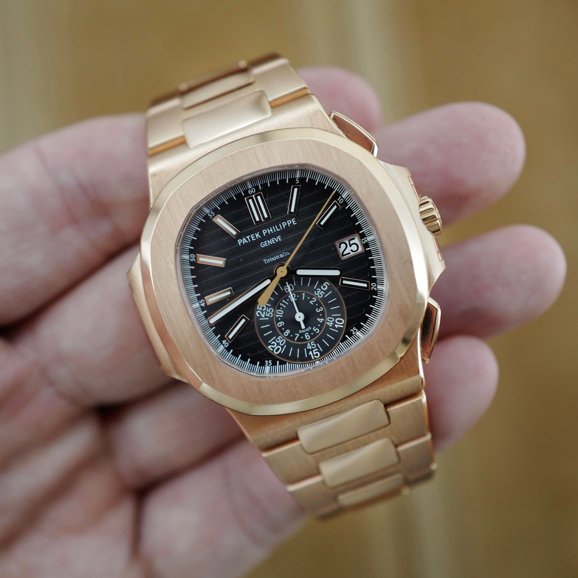 Patek Philippe Rose Gold Nautilus Chronograph Watch Ref. 5980, Tiffany & Co., 2018