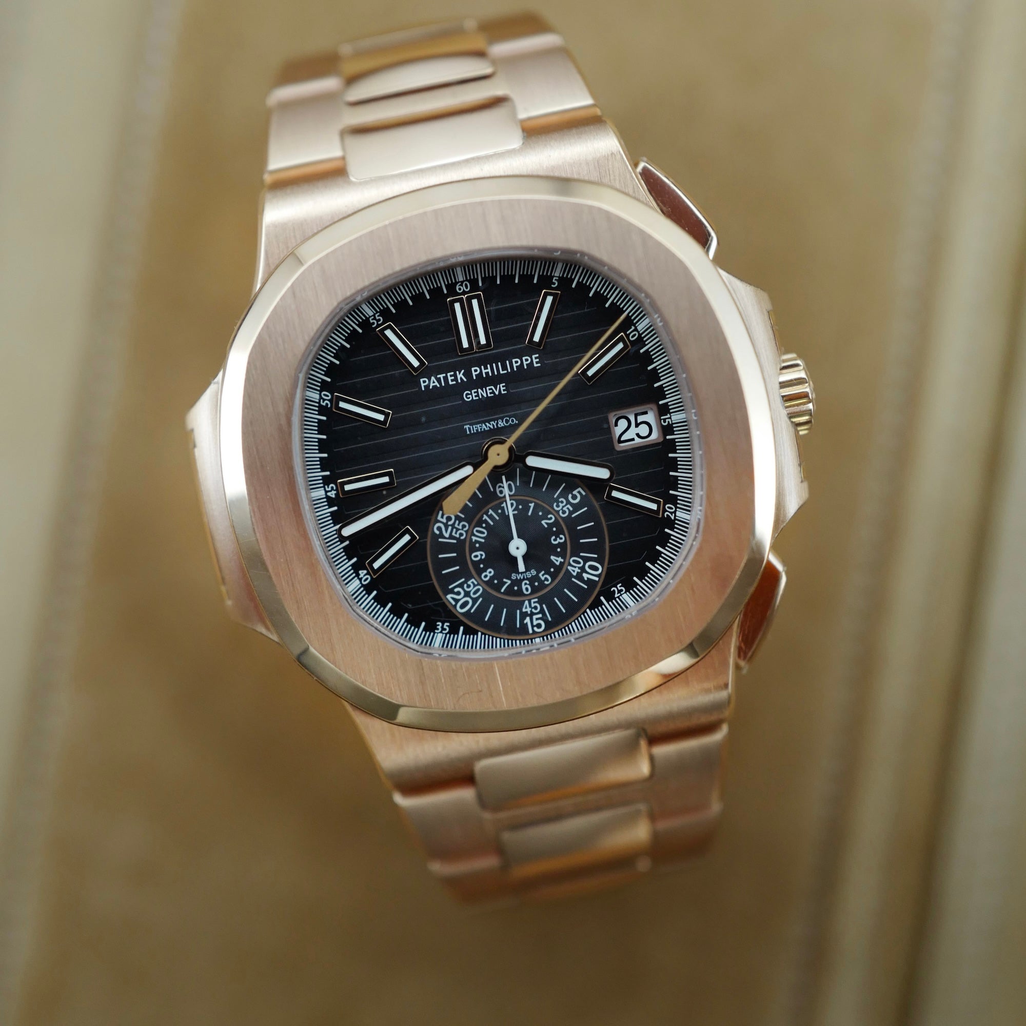 Patek Philippe Rose Gold Nautilus Chronograph Watch Ref. 5980, Tiffany & Co., 2018