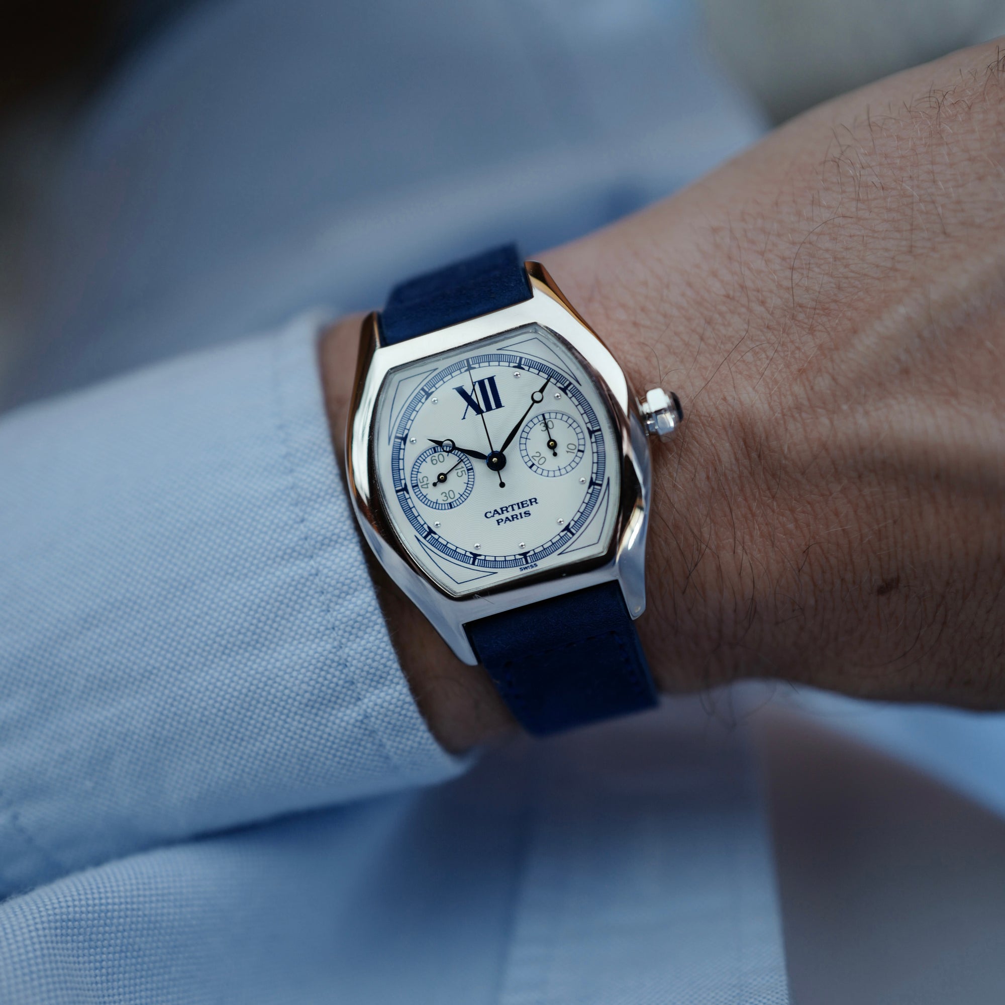 Cartier - Cartier White Gold Monopoussir Chronograph Watch Ref. 2396 (New Arrival) - The Keystone Watches