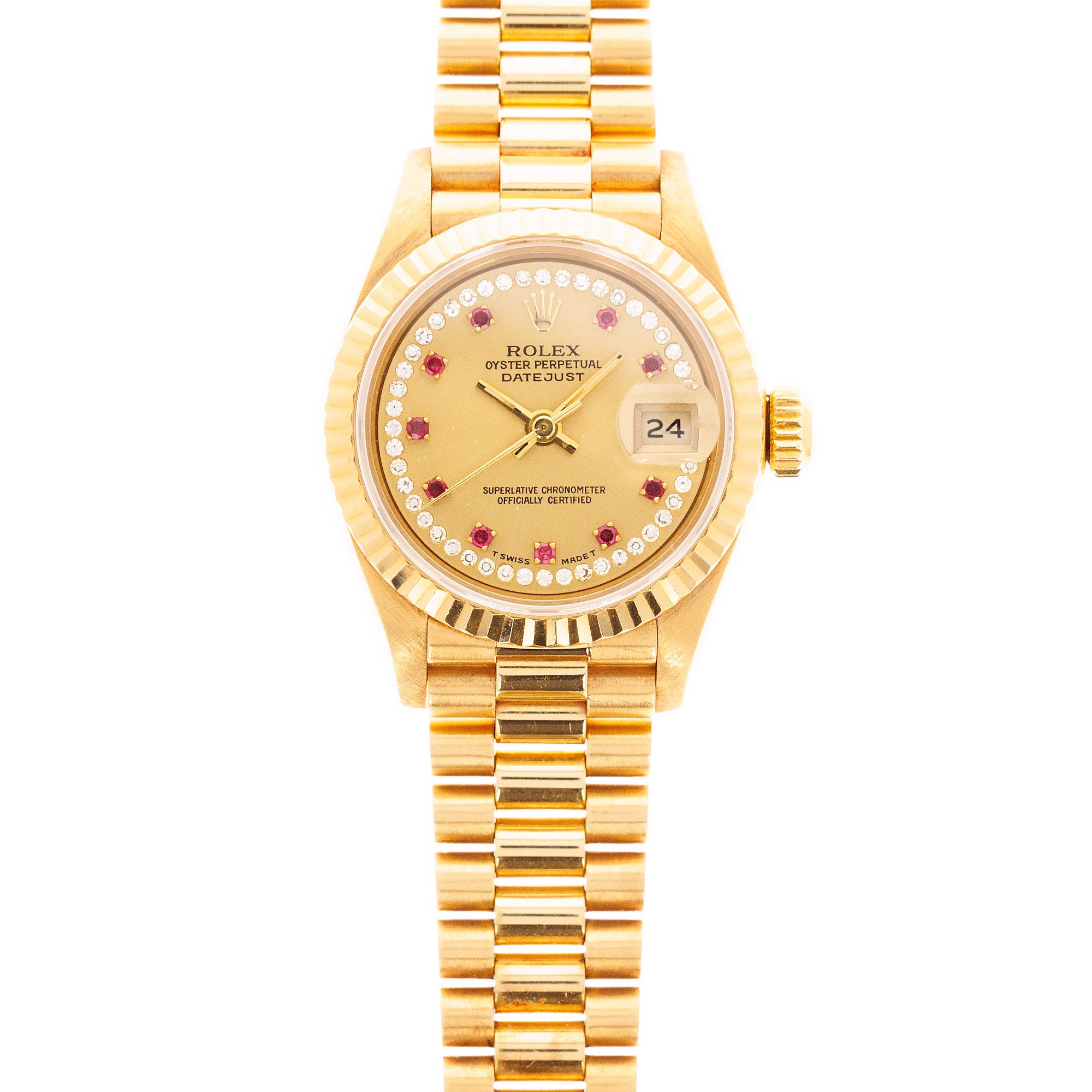 Rolex - Rolex Yellow Gold Datejust Ref. 69178 with Ruby and Diamond String Dial - The Keystone Watches