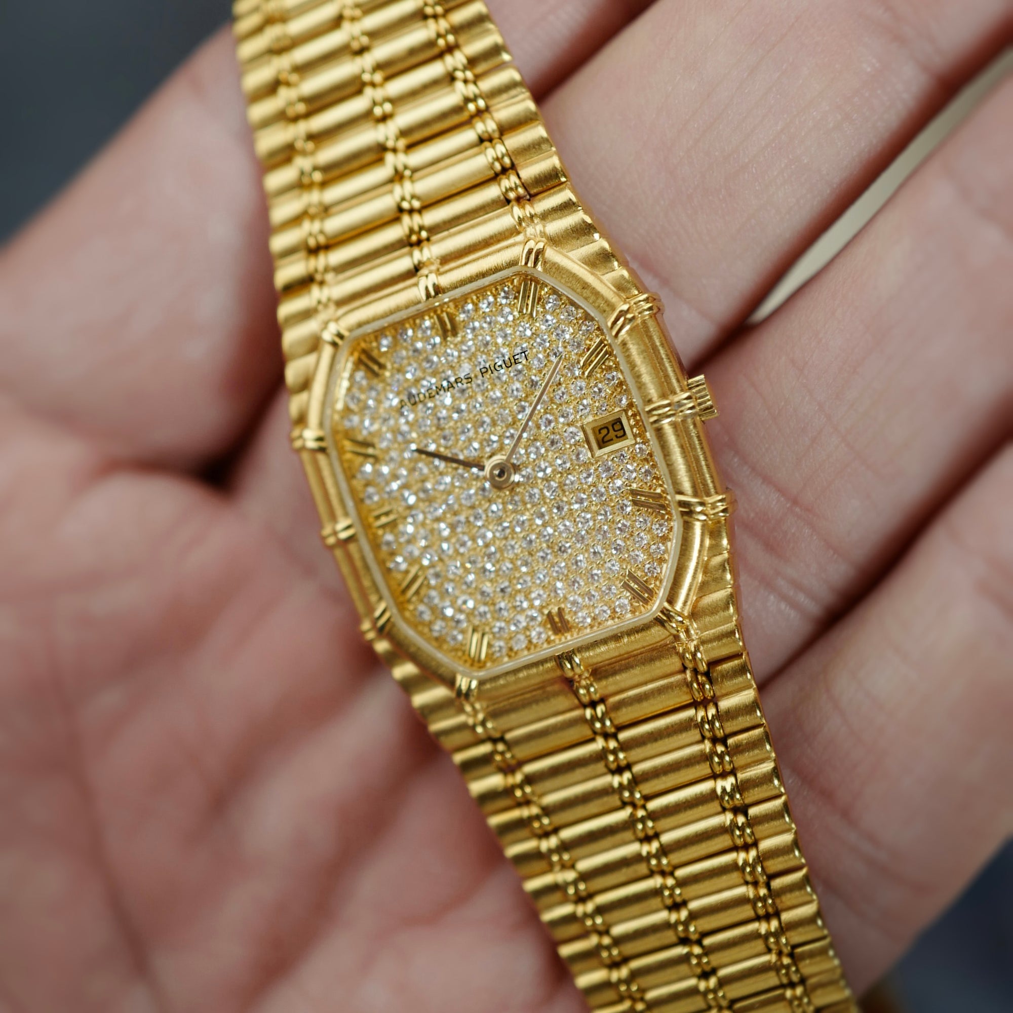 Audemars Piguet Yellow Gold Bamboo Pave Automatic (New Arrival)