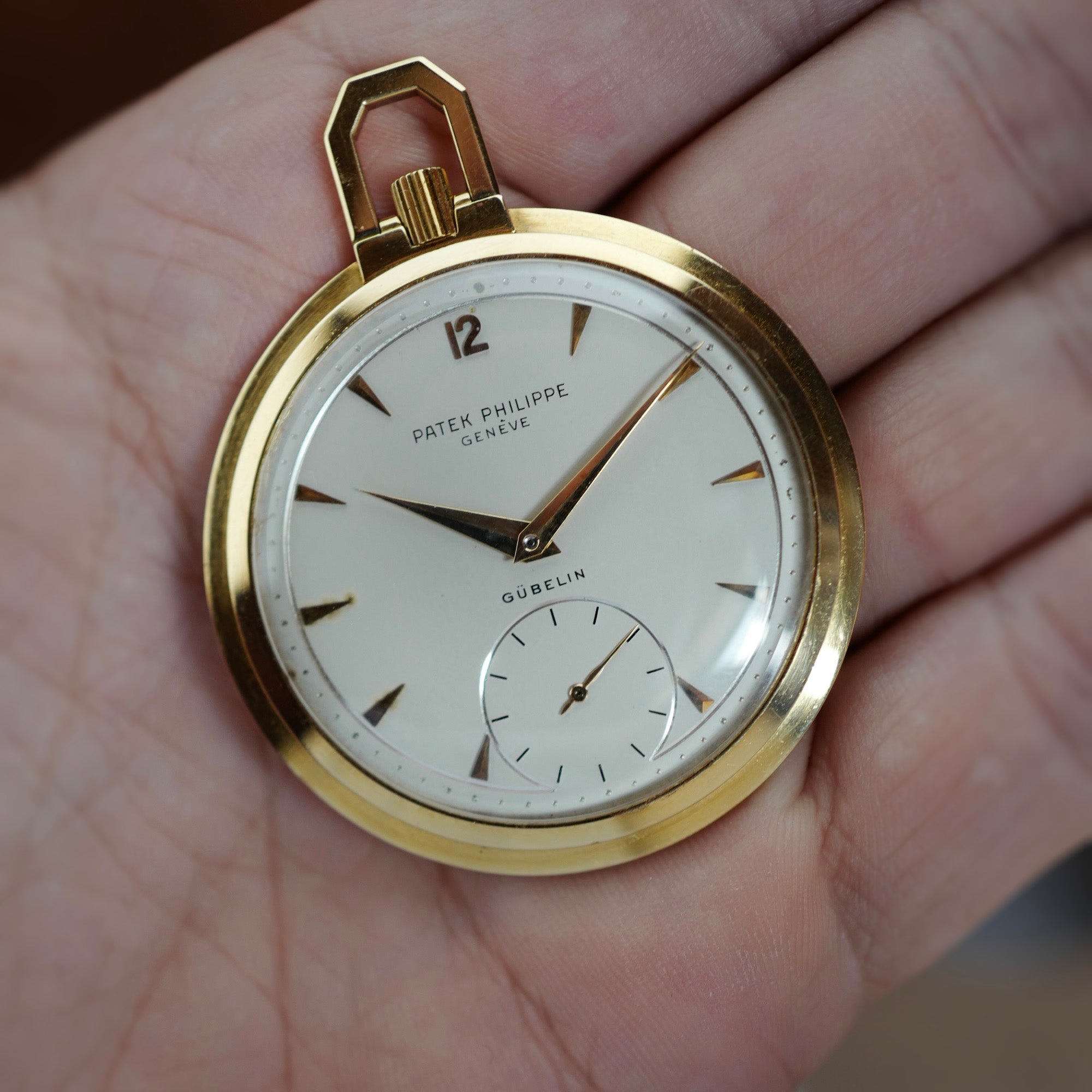 Patek Philippe Yellow Gold Pocket Watch Ref 770 Retailed by Gubelin (New Arrival)