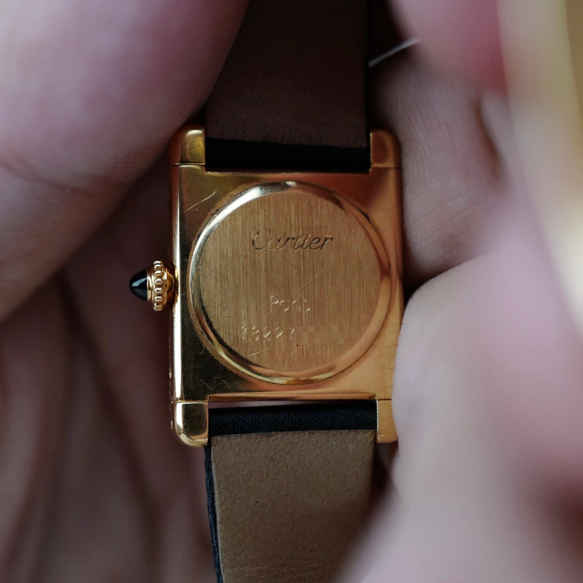 Cartier Yellow Gold Tank Louis Watch Ref. 78227 with Diamonds & Sapphires (New Arrival)