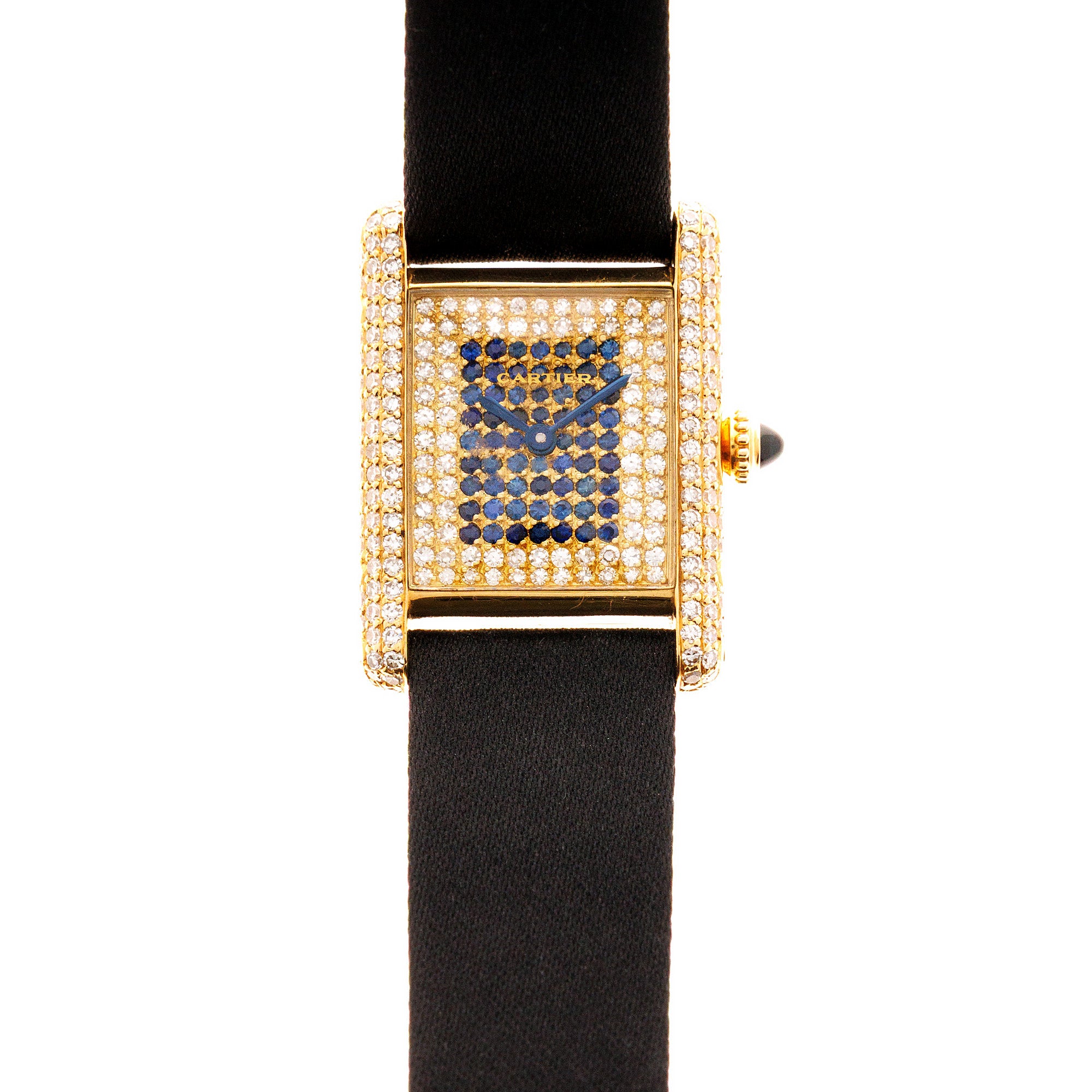 Cartier Yellow Gold Tank Louis Watch Ref. 78227 with Diamonds & Sapphires