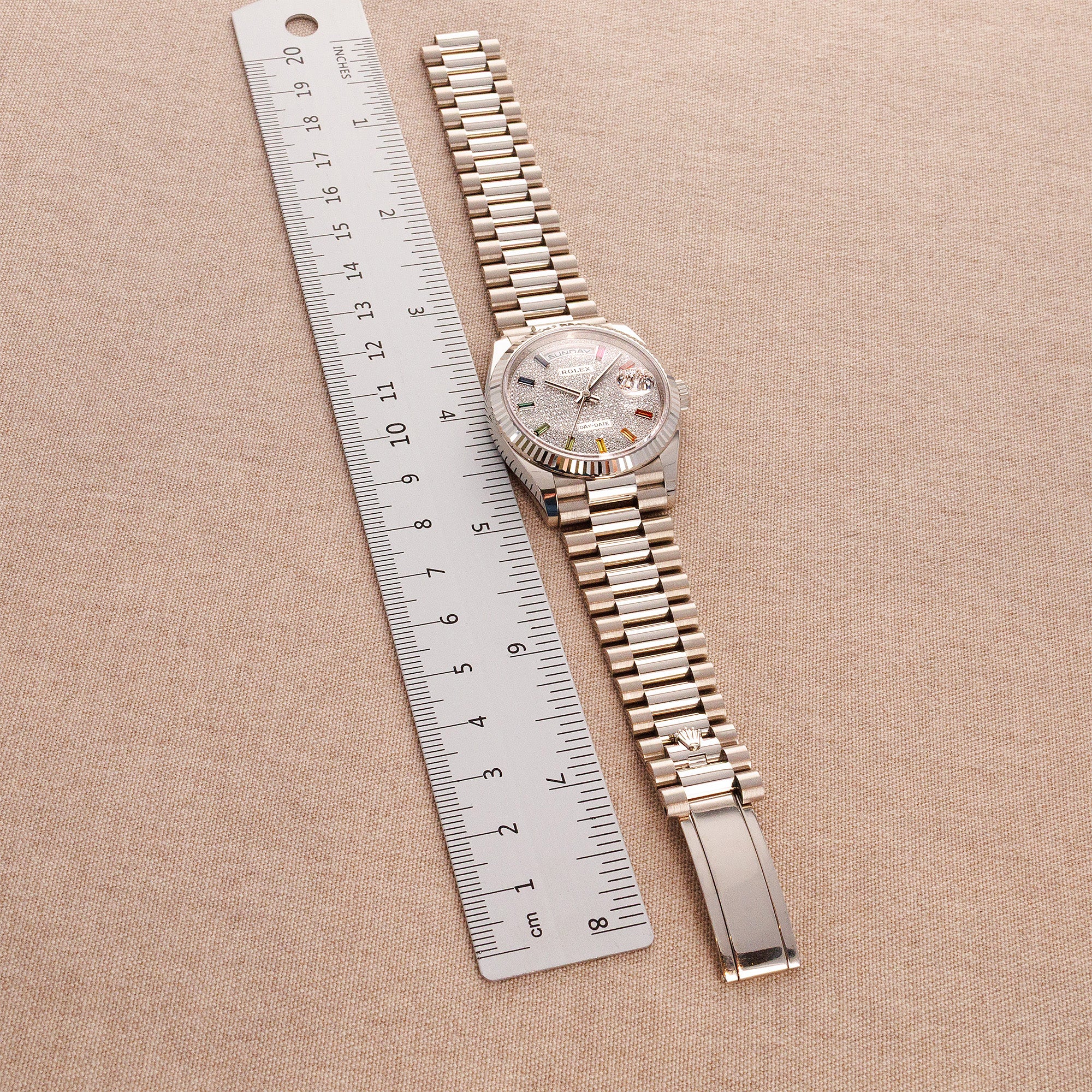 Rolex - Rolex White Gold Day Date Ref. 128239 with Rainbow Markers - The Keystone Watches
