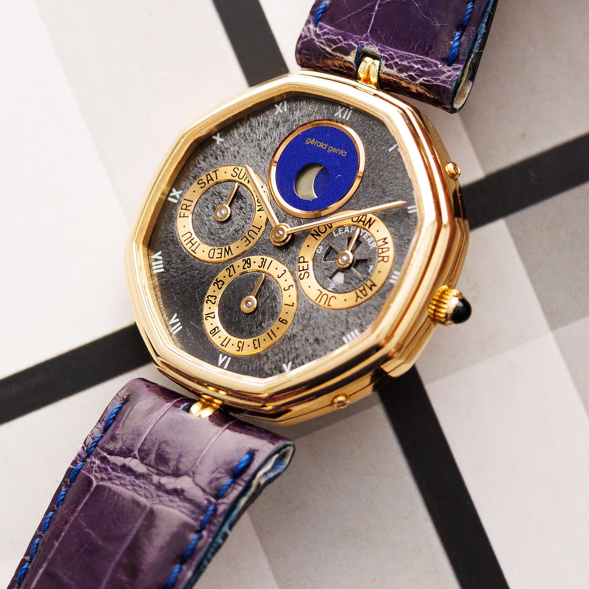 Gerald Genta - Gerald Genta Yellow Gold Octo Perpetual with Obsidian and Lapis Dial Ref. 2840.4 - The Keystone Watches